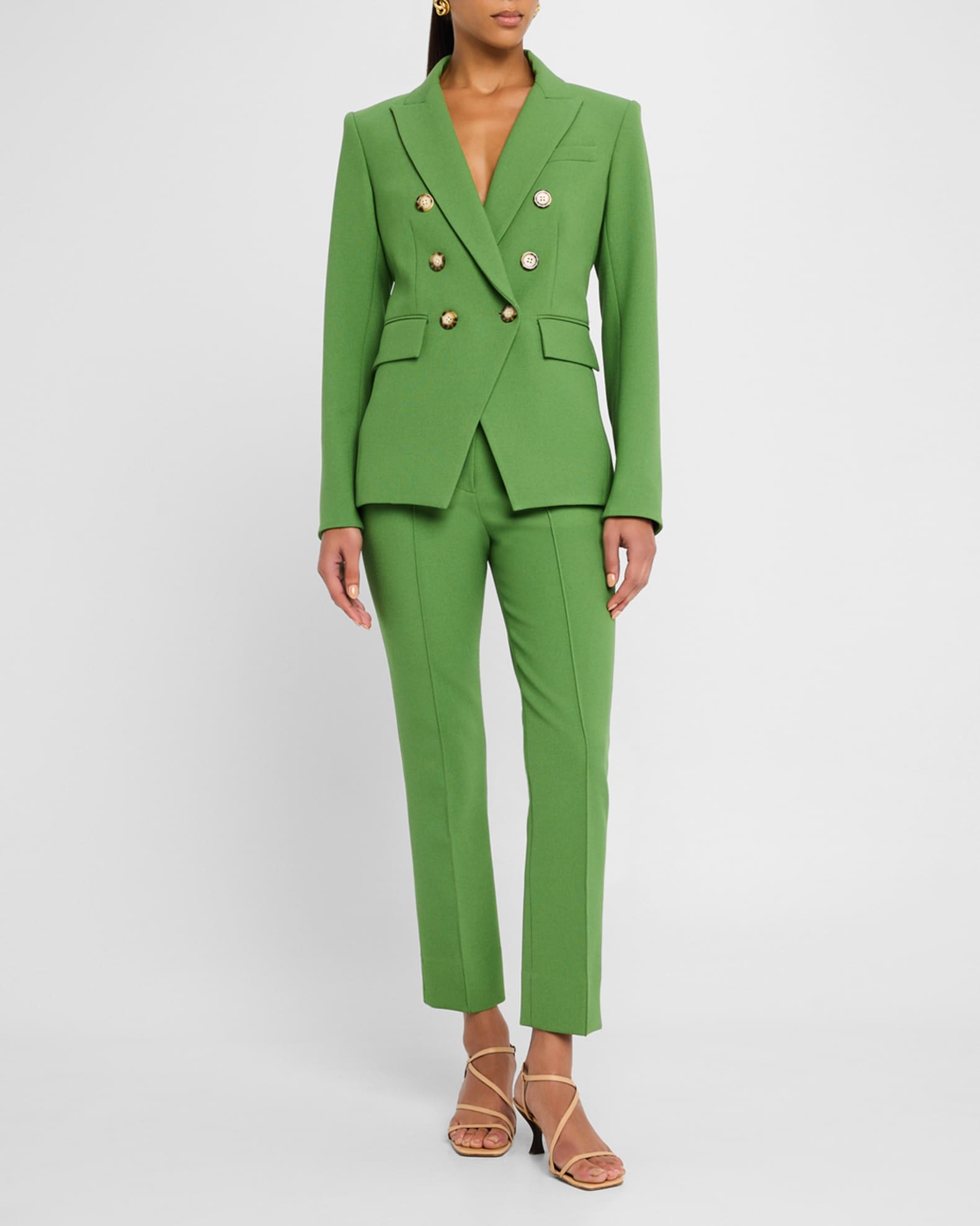 Kean Cropped High-Rise Pintuck Pants 1