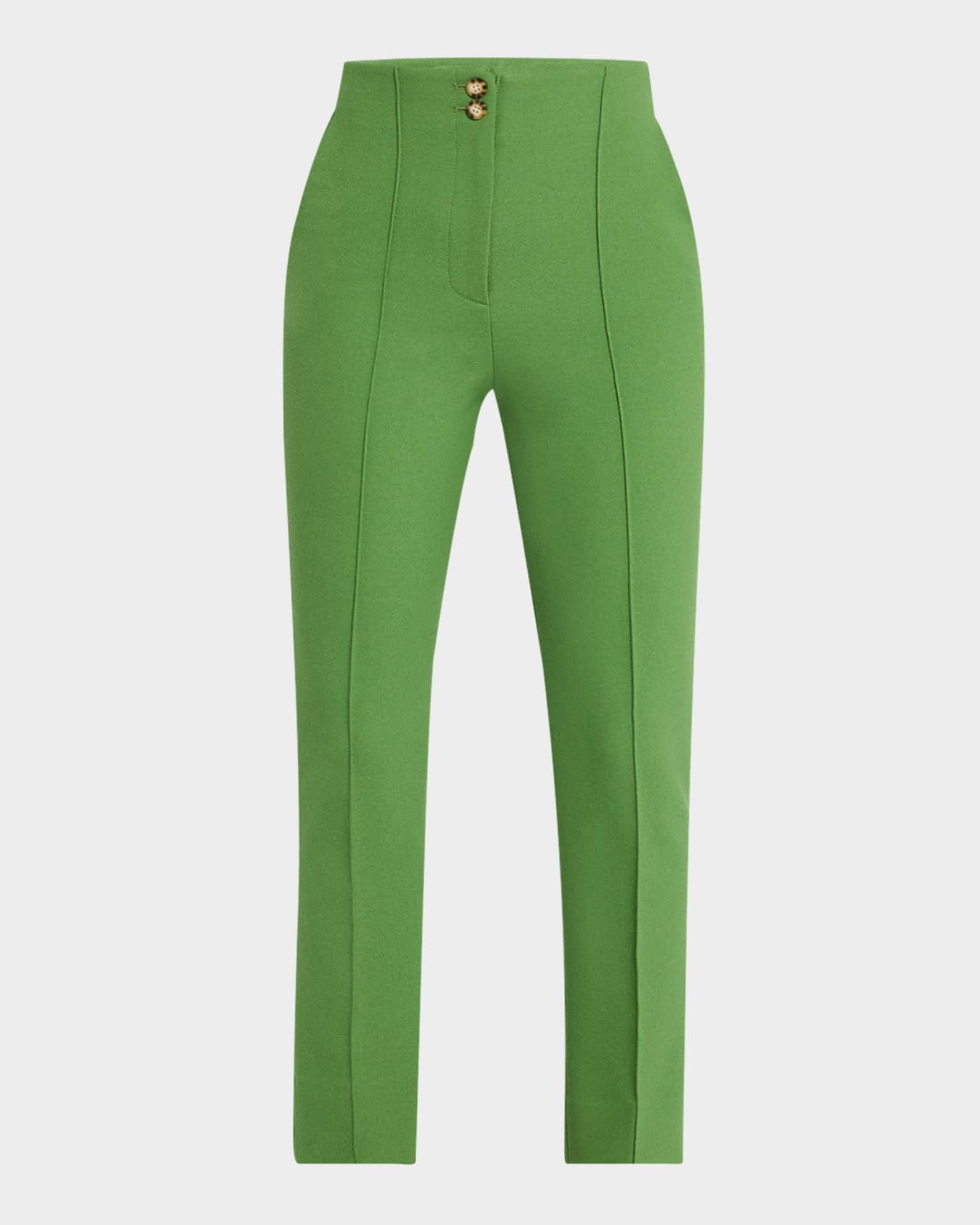Kean Cropped High-Rise Pintuck Pants 0