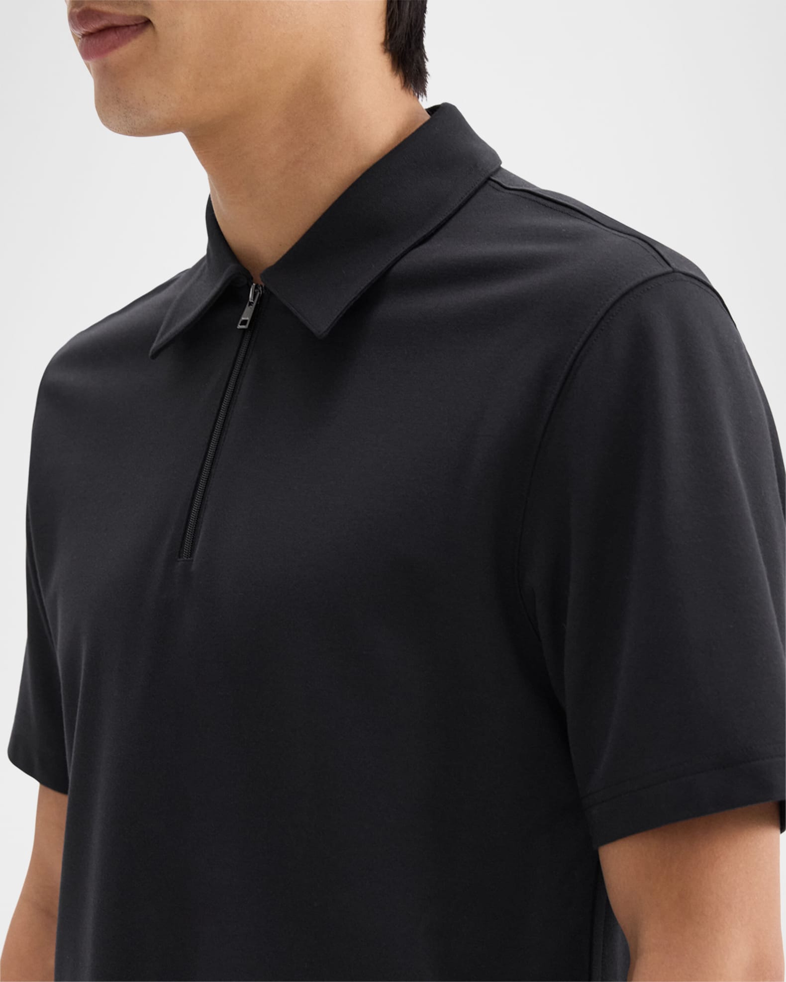 トップス Relay Jersey 4 Fullzip Shirt Blouson Theory Men's Ryder Quarterzip Polo in Relay Jersey, Black at