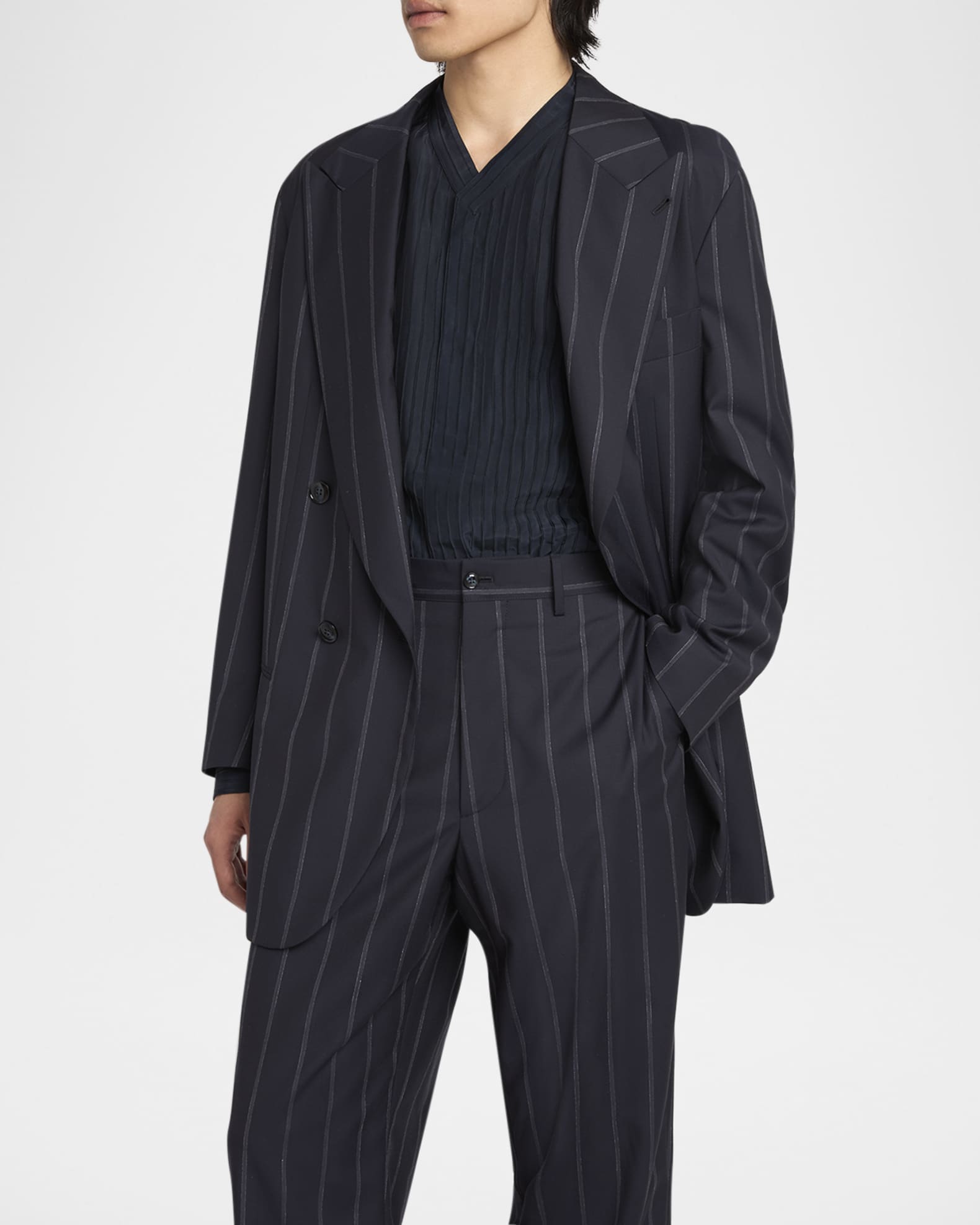 Giorgio Armani Men's Heritage Pinstripe Oversized Suit | Neiman Marcus
