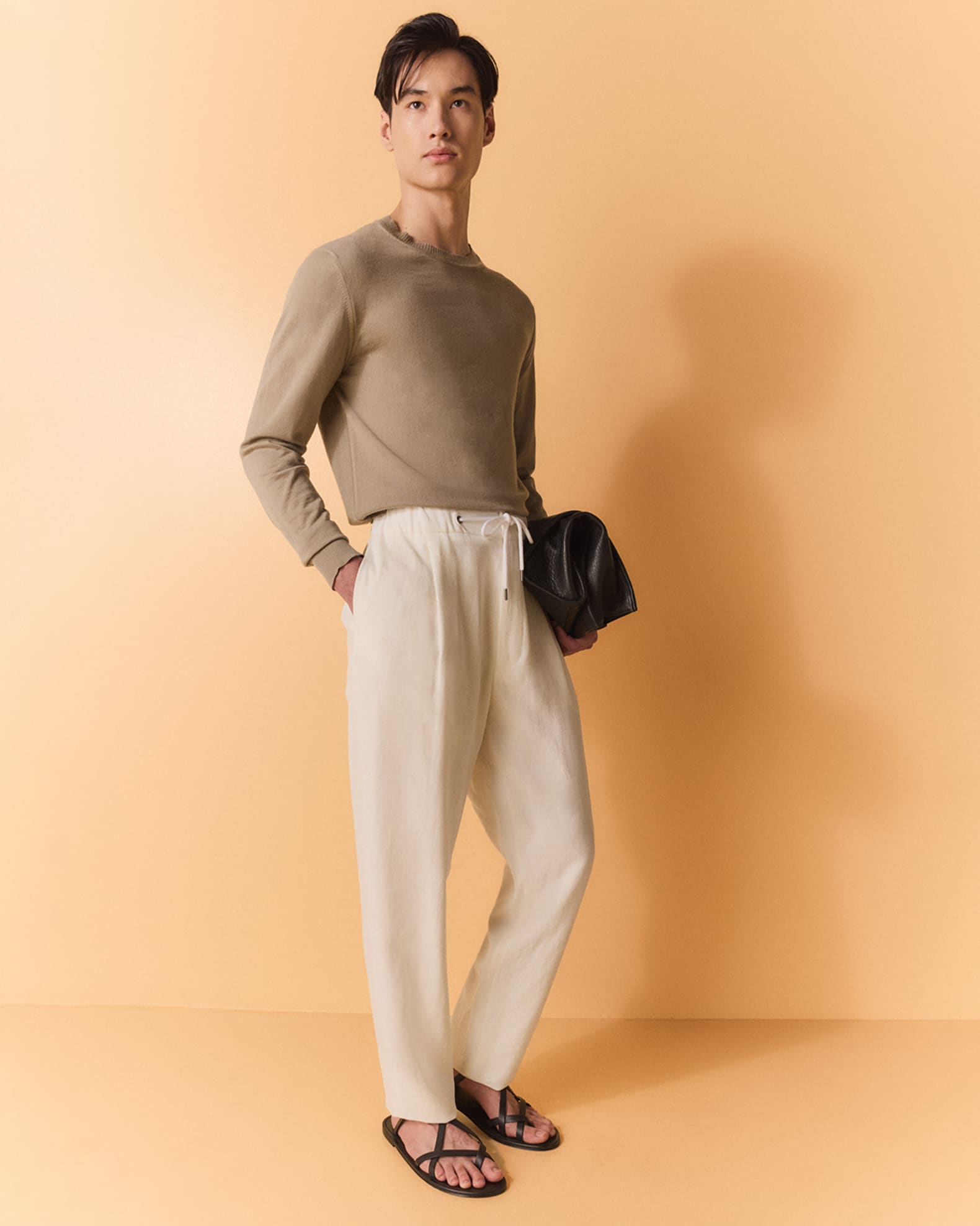 Giorgio Armani Men's Linen Drawstring Trousers | Neiman Marcus