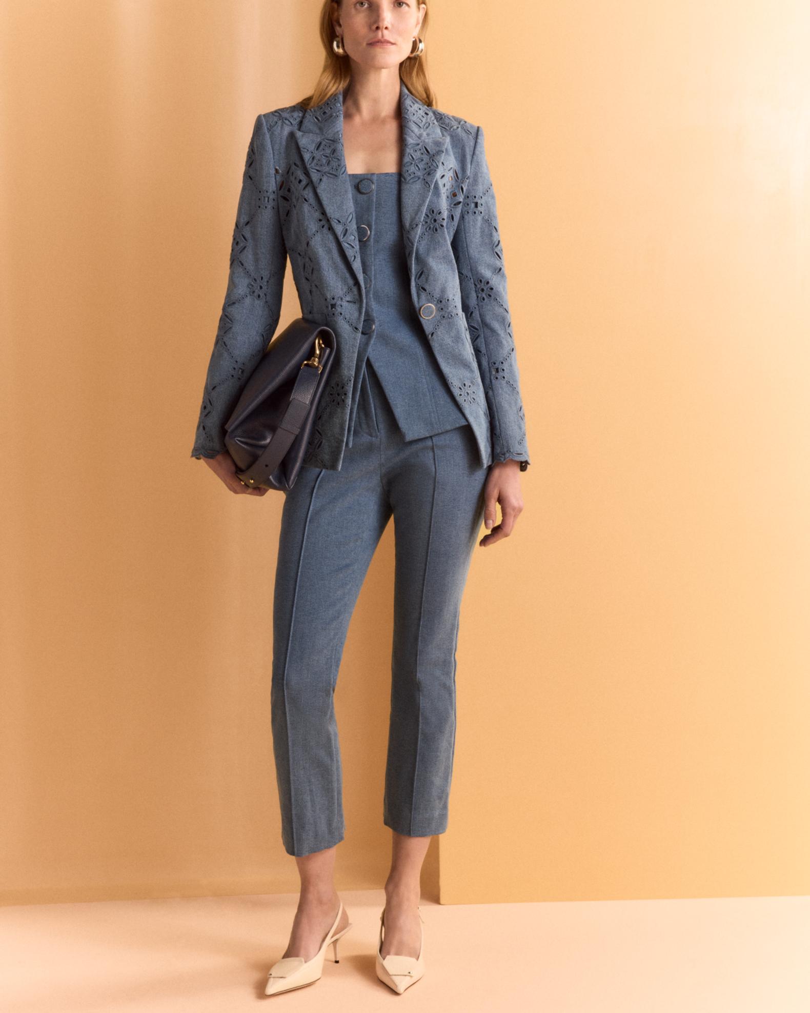 NWT Shell Eyelet Veronica Veronica Beard Naira Single-Button Eyelet Denim Jacket  main image 3