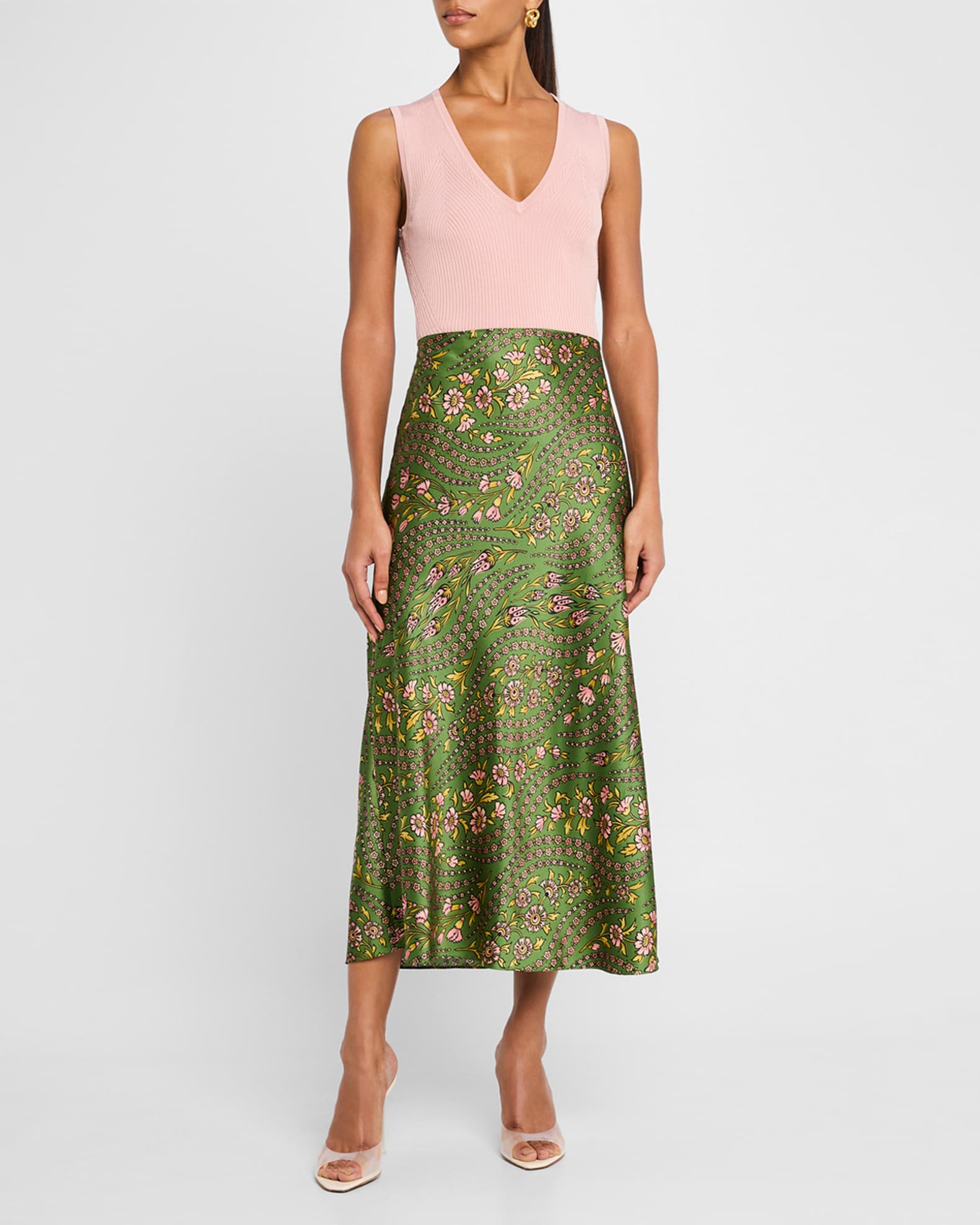 Clover Floral Silk Slip Skirt 1