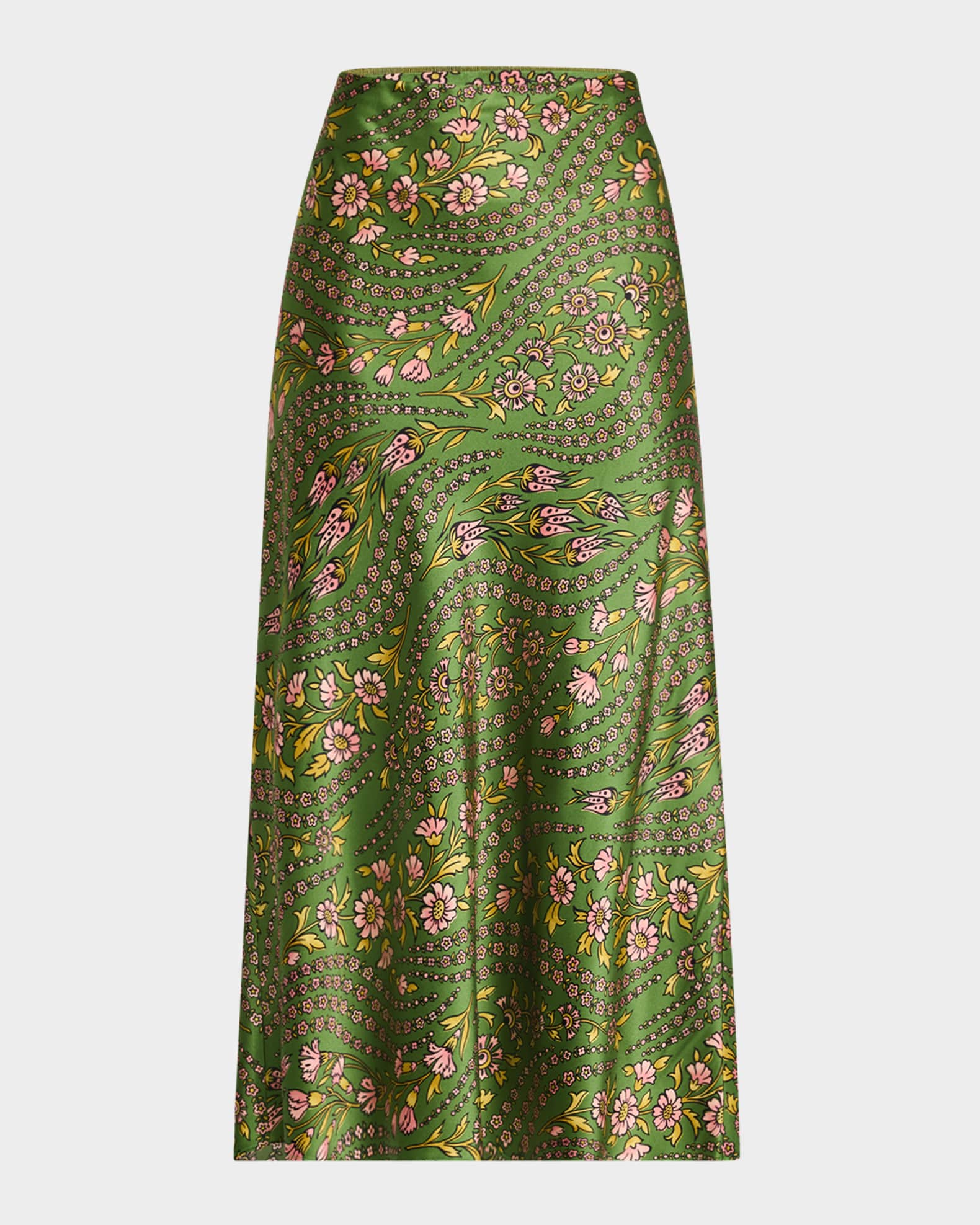 Clover Floral Silk Slip Skirt 0