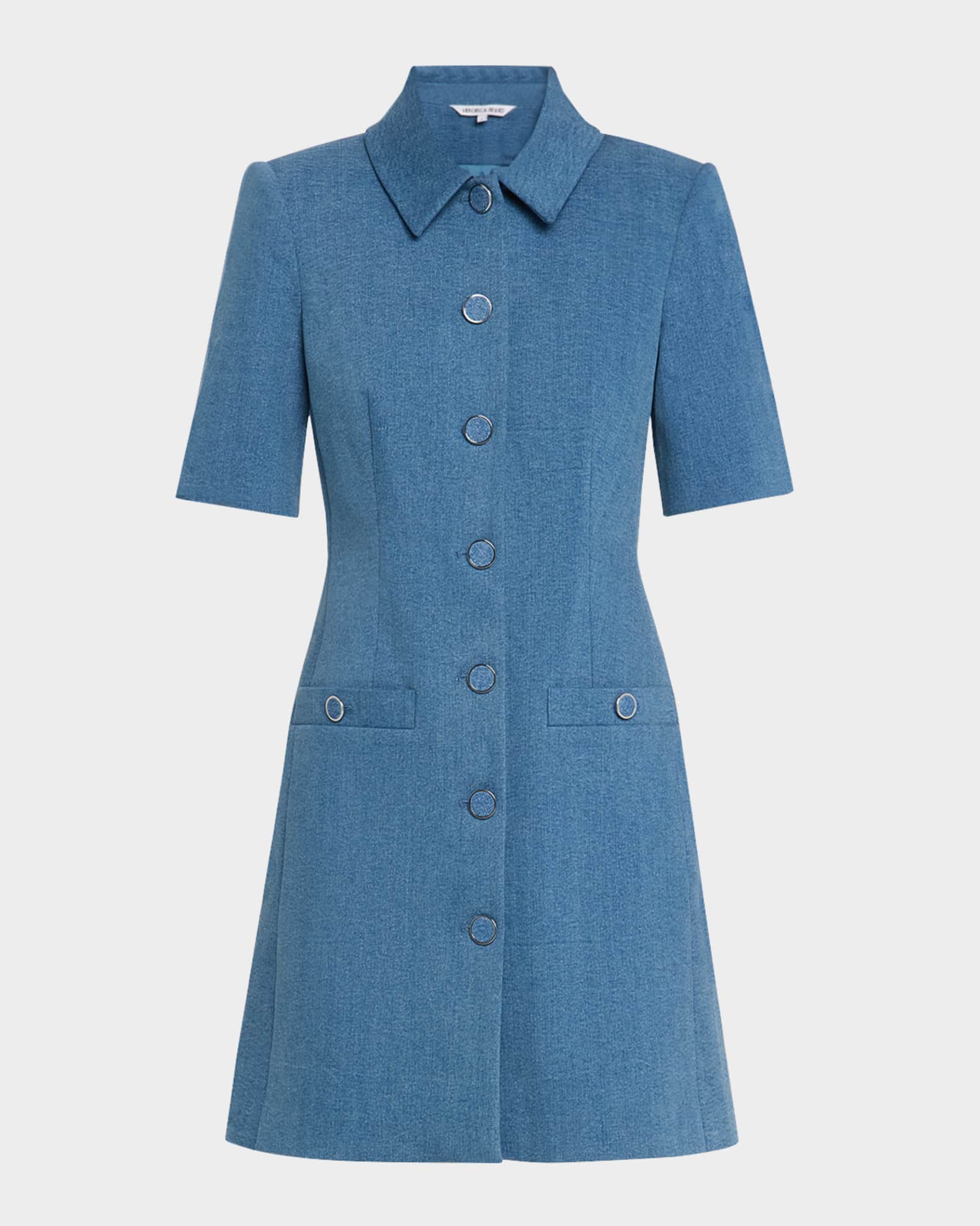 Paige Short-Sleeve Denim Mini Dress 0