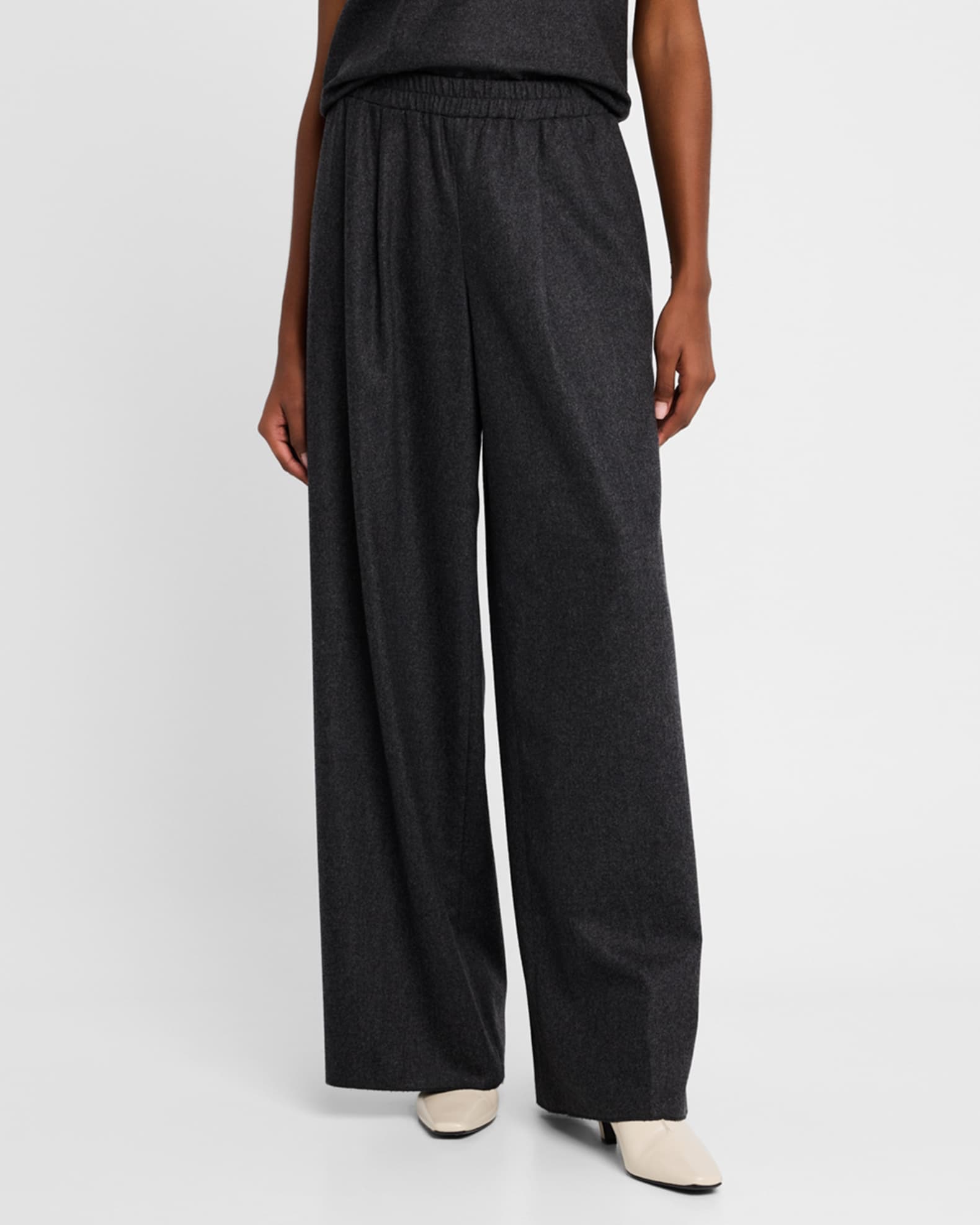 TWP Eva Wool Flannel Wide-Leg Pants | Neiman Marcus