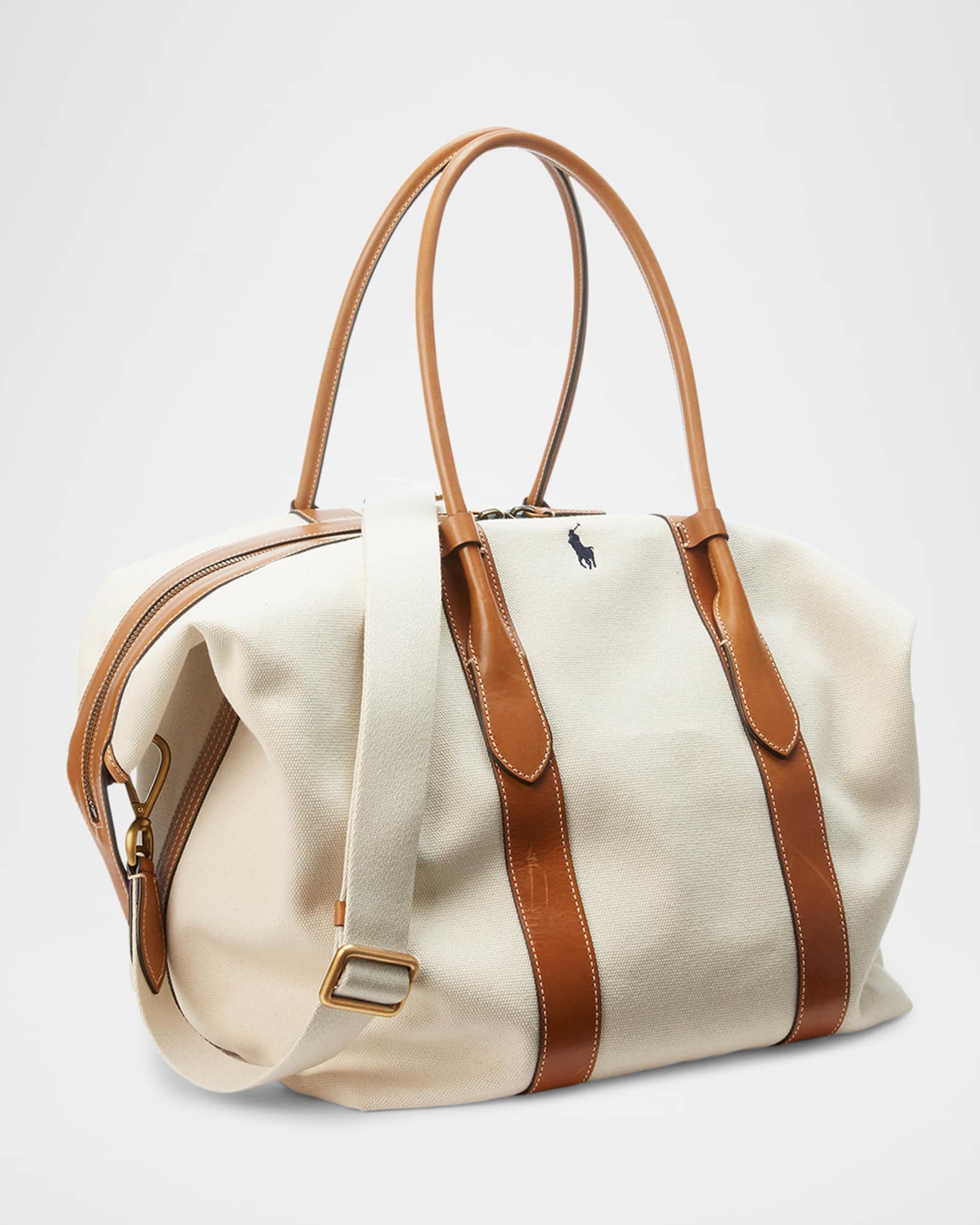 Polo Ralph Lauren XL Canvas and Leather Tote Bag | Neiman Marcus