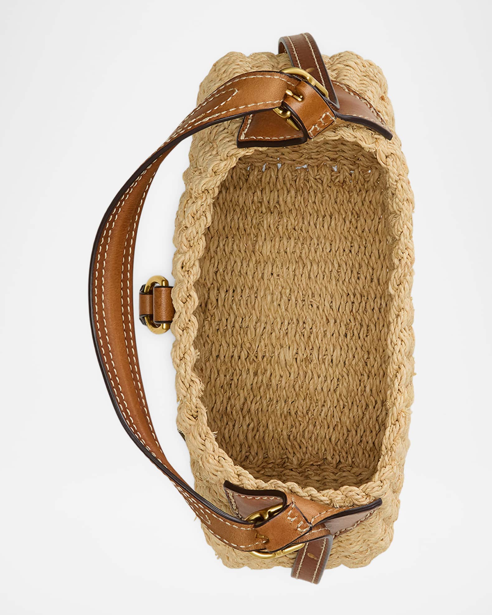 Polo Ralph Lauren Polo ID Small Twisted Raffia & Leather Shoulder Bag ...