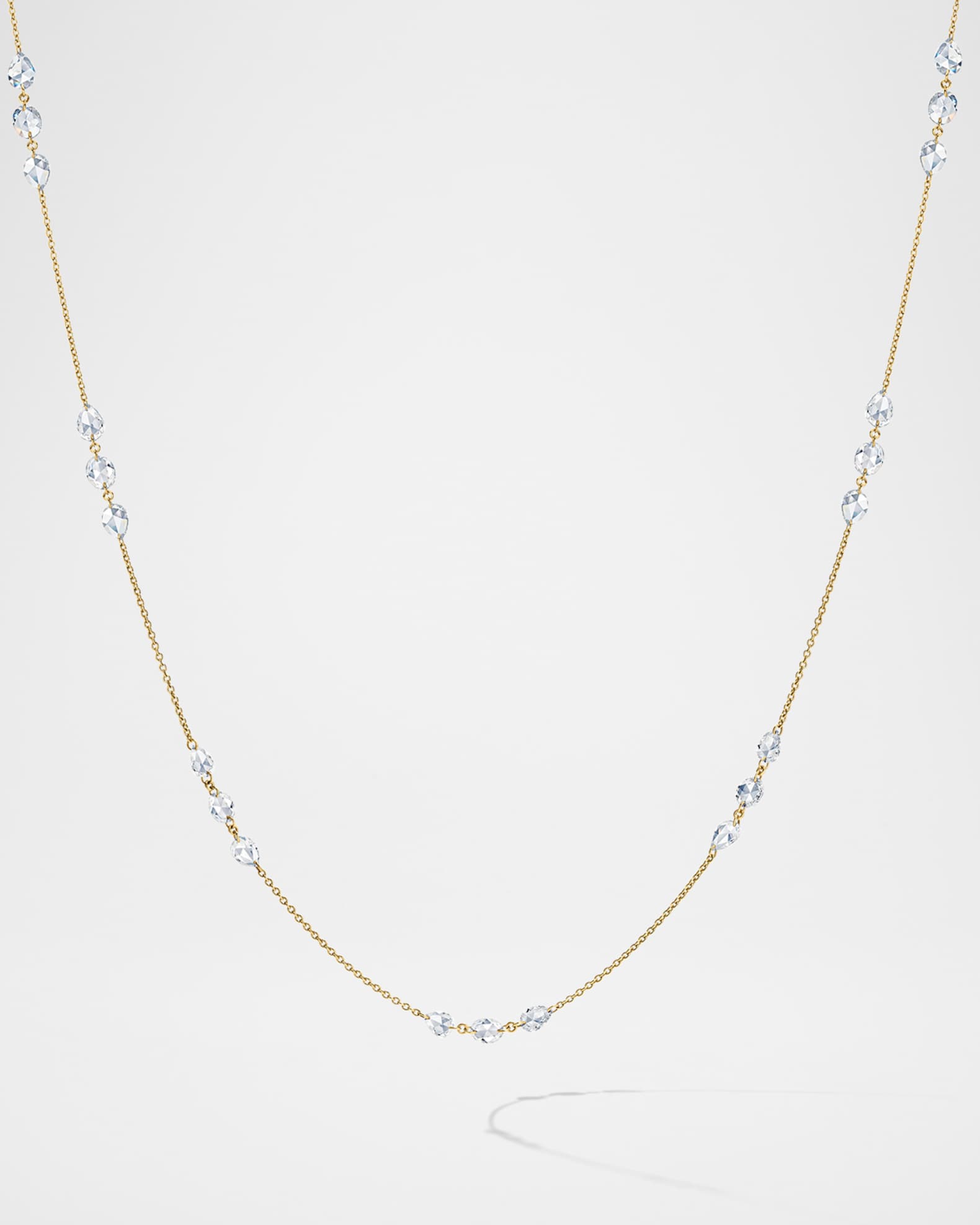 18K Yellow Gold Diamond Station Necklace, 26"L, 4.6ctw 0