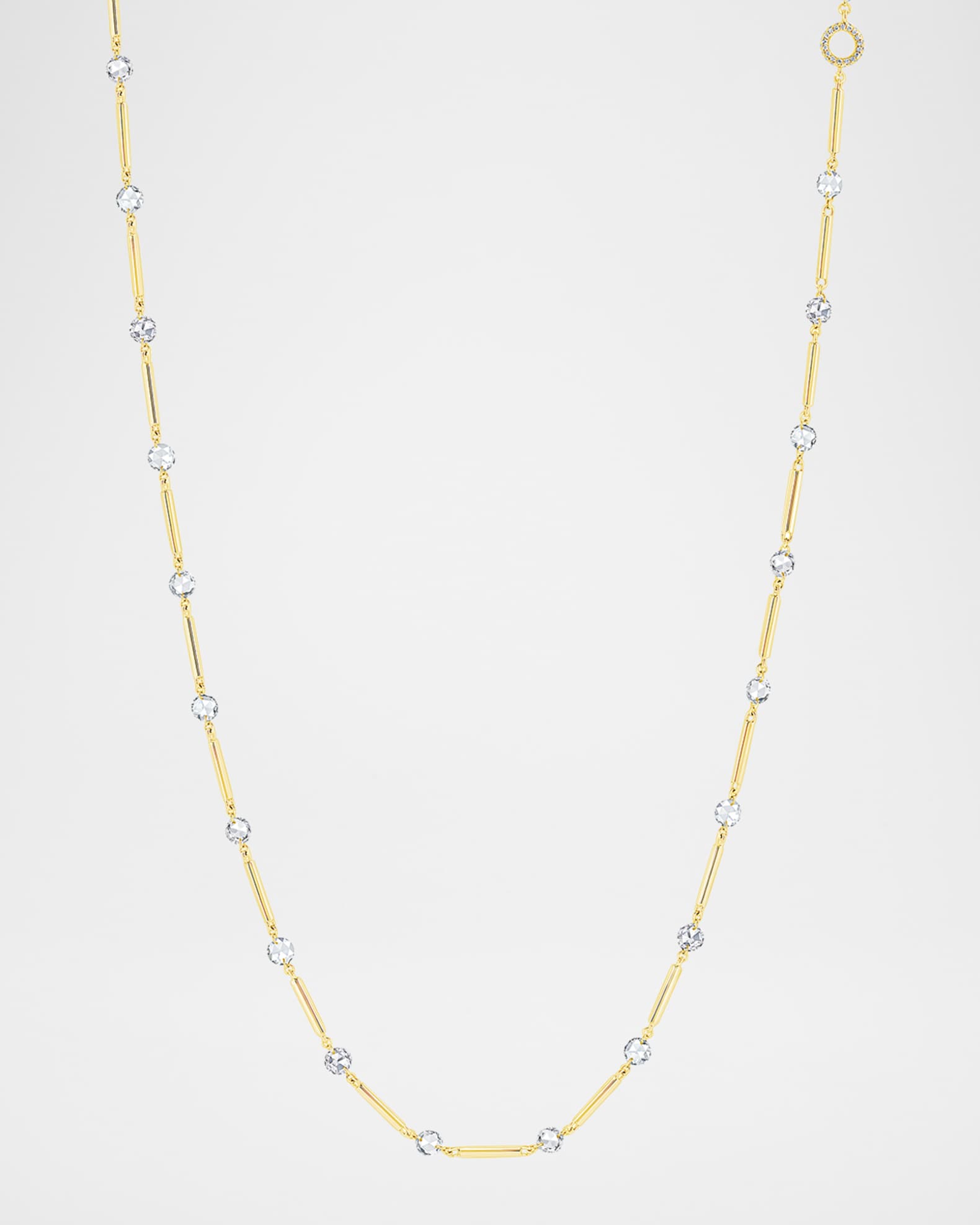 18K Yellow Gold Diamond Station Necklace, 16"-18"L, 4.6ctw 0