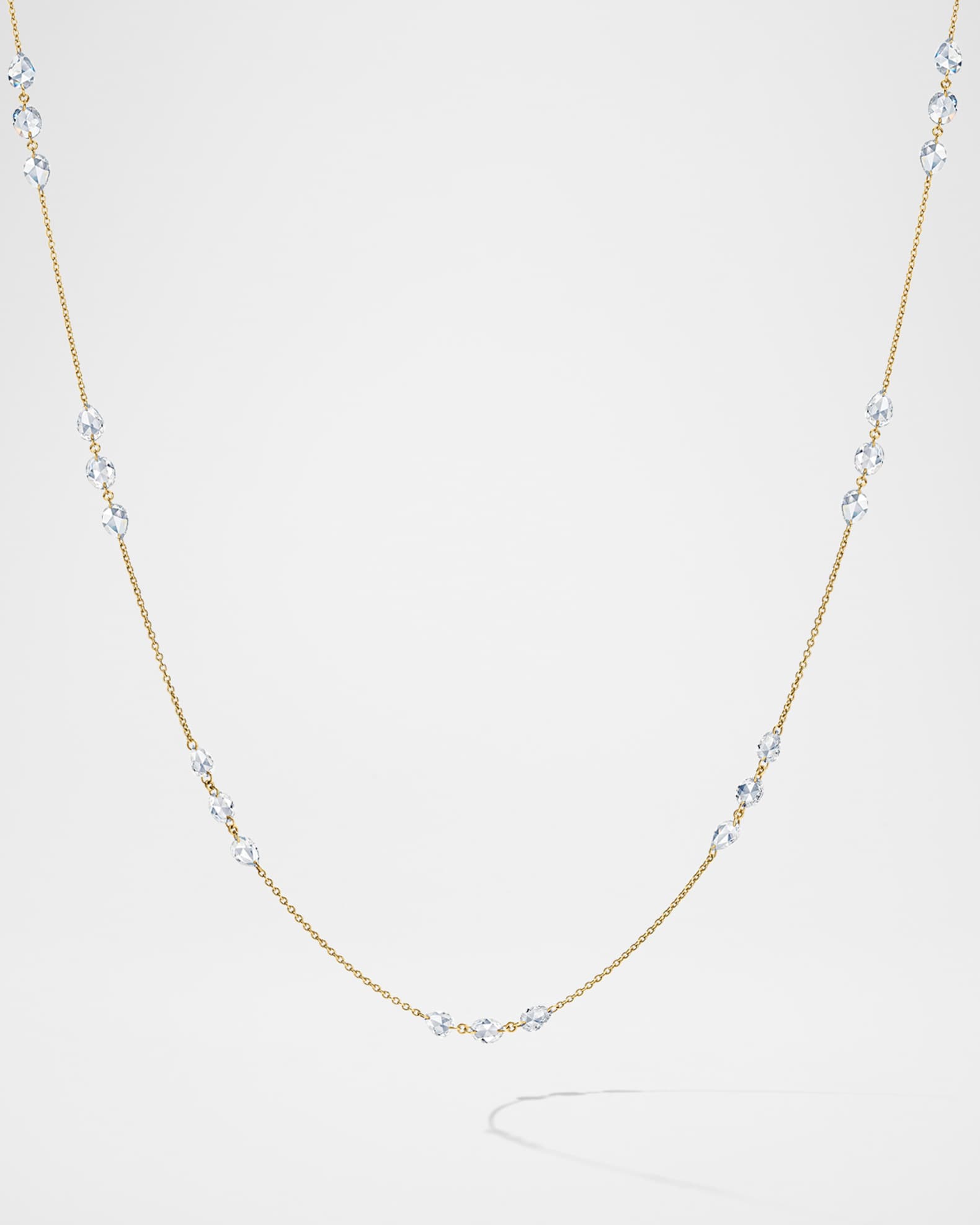 18K Yellow Gold Diamond Station Necklace  0