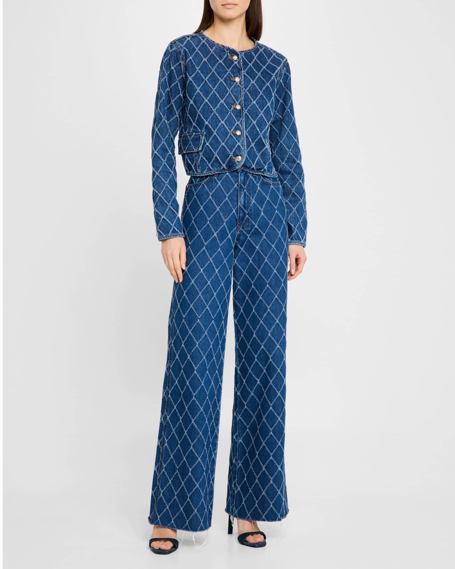 Nolita Diamond-Print Denim Jacket 1