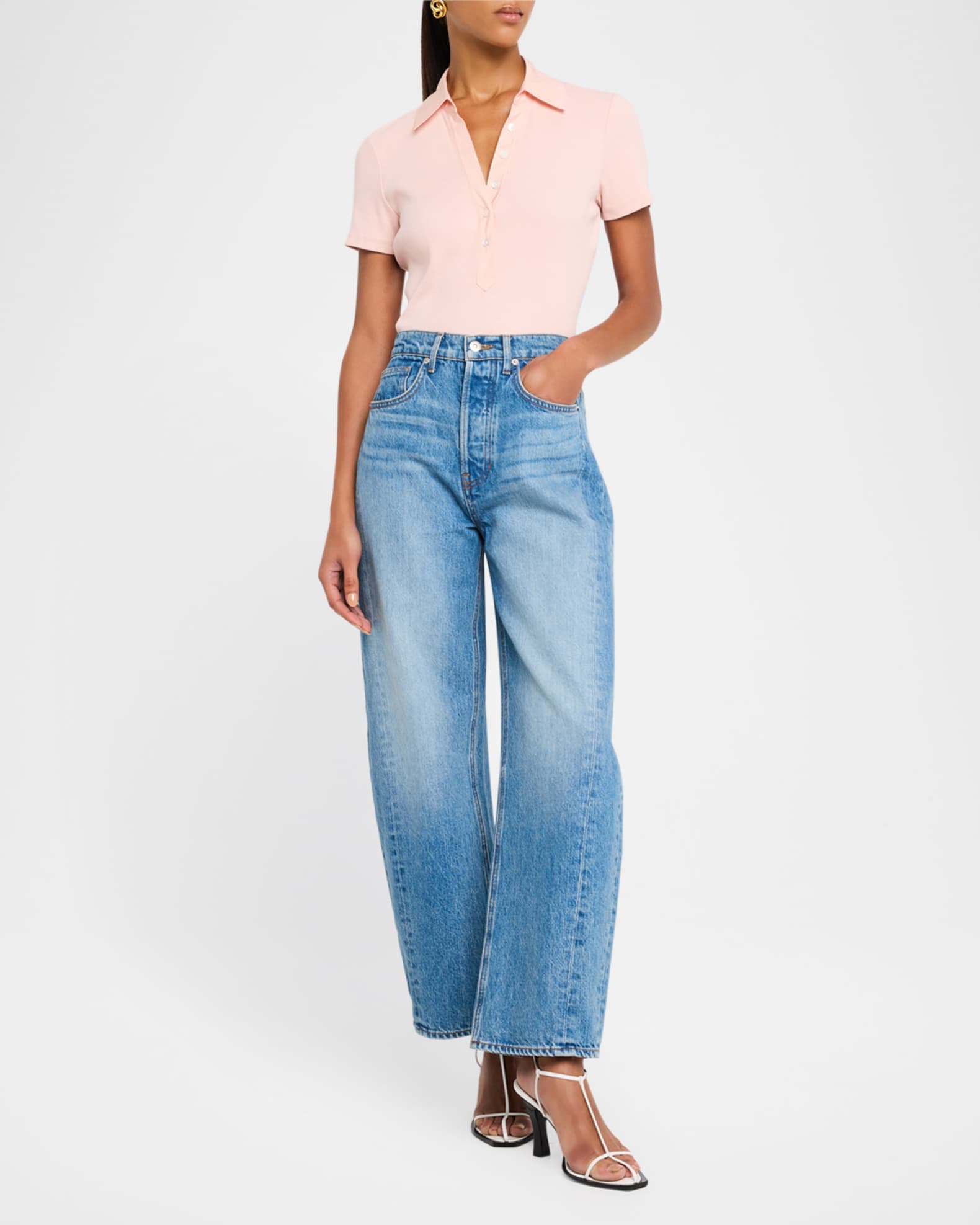 【Veronica Beard】 Ryder high-rise barrel-legジーンズ Ryder Barrel Jean in Blue Denim | Balloon Jeans | Veronica Beard