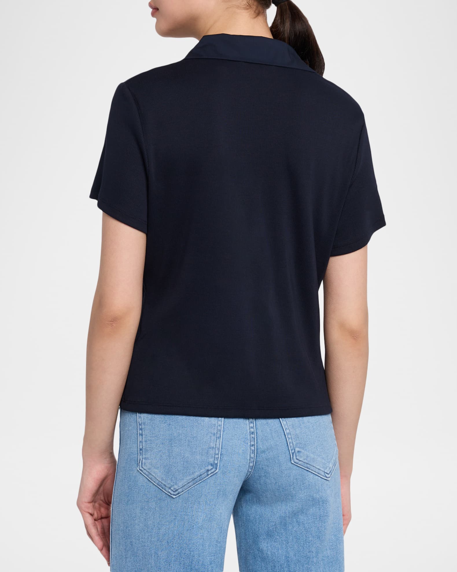 Veronica Beard Kearney Short-Sleeve Polo Tee | Neiman Marcus