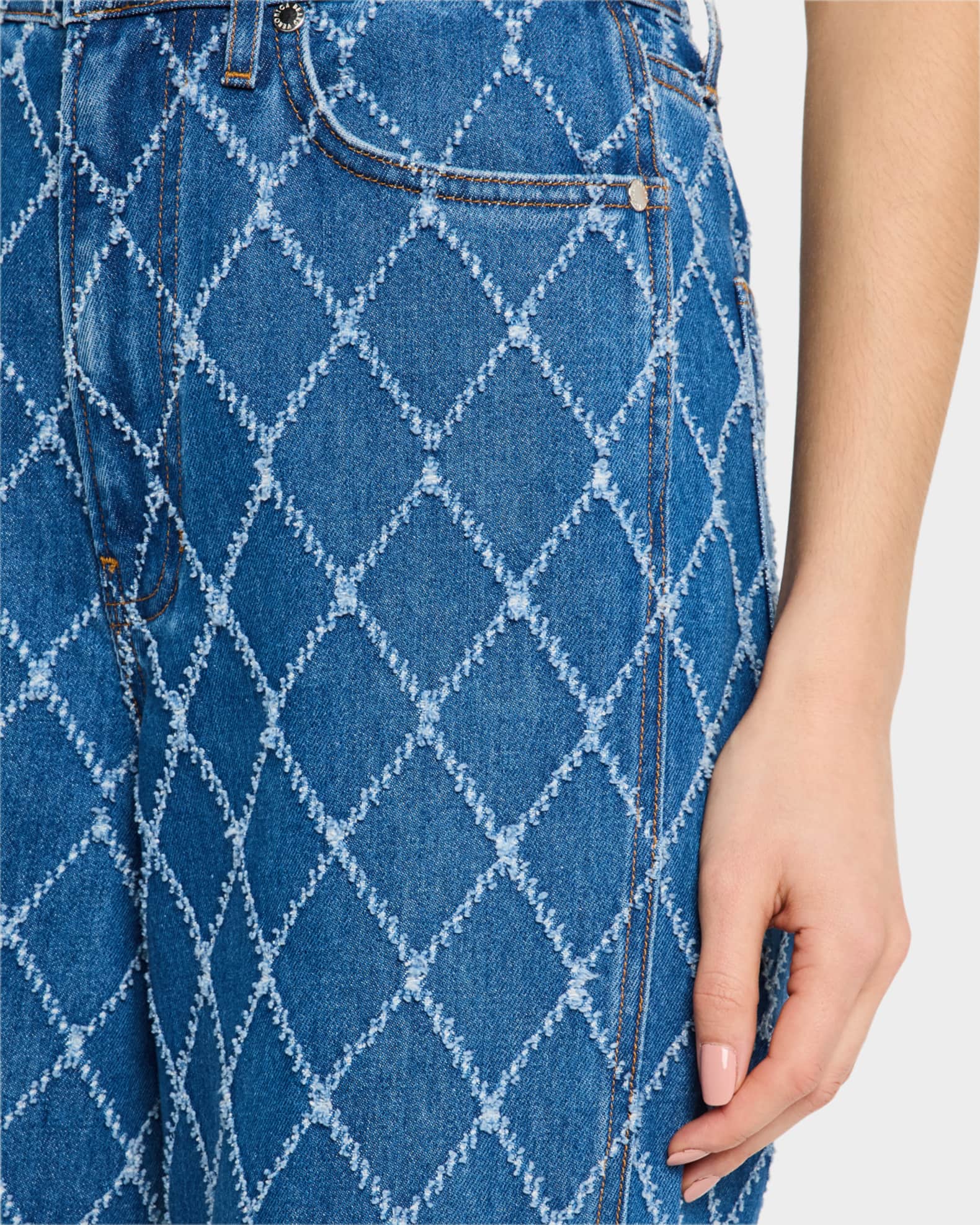 Veronica Beard Taylor Diamond-Print High-Rise Wide-Leg Jeans | Neiman ...