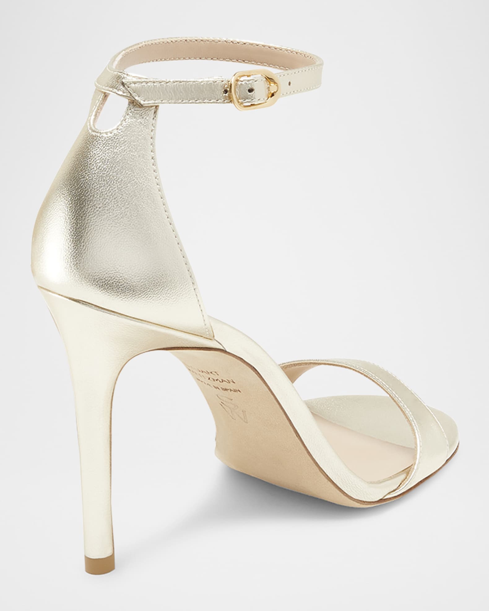 Nudist Metallic Ankle Strap Sandals
