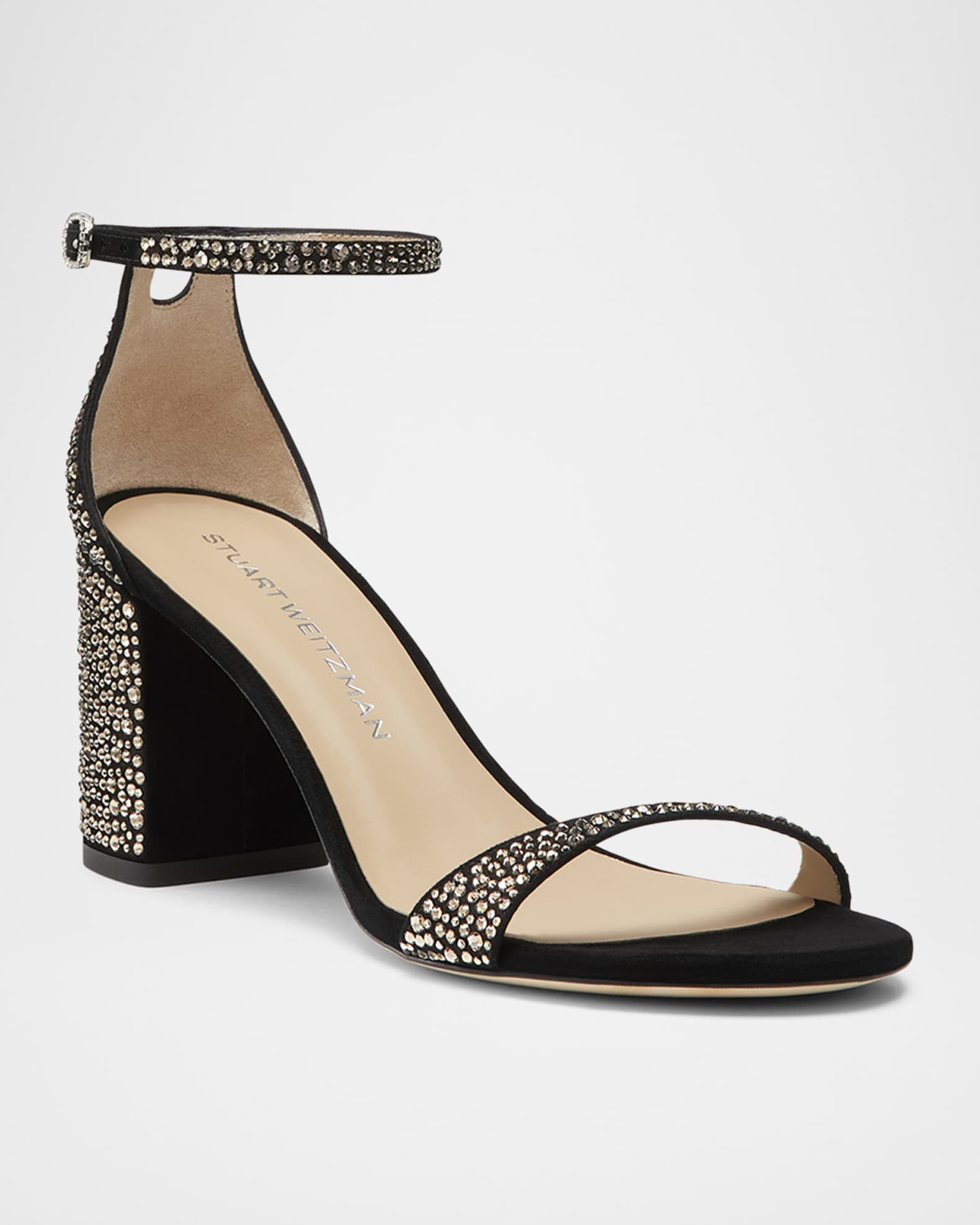 Nudist Embellished Block Ankle-Strap Sandals 1