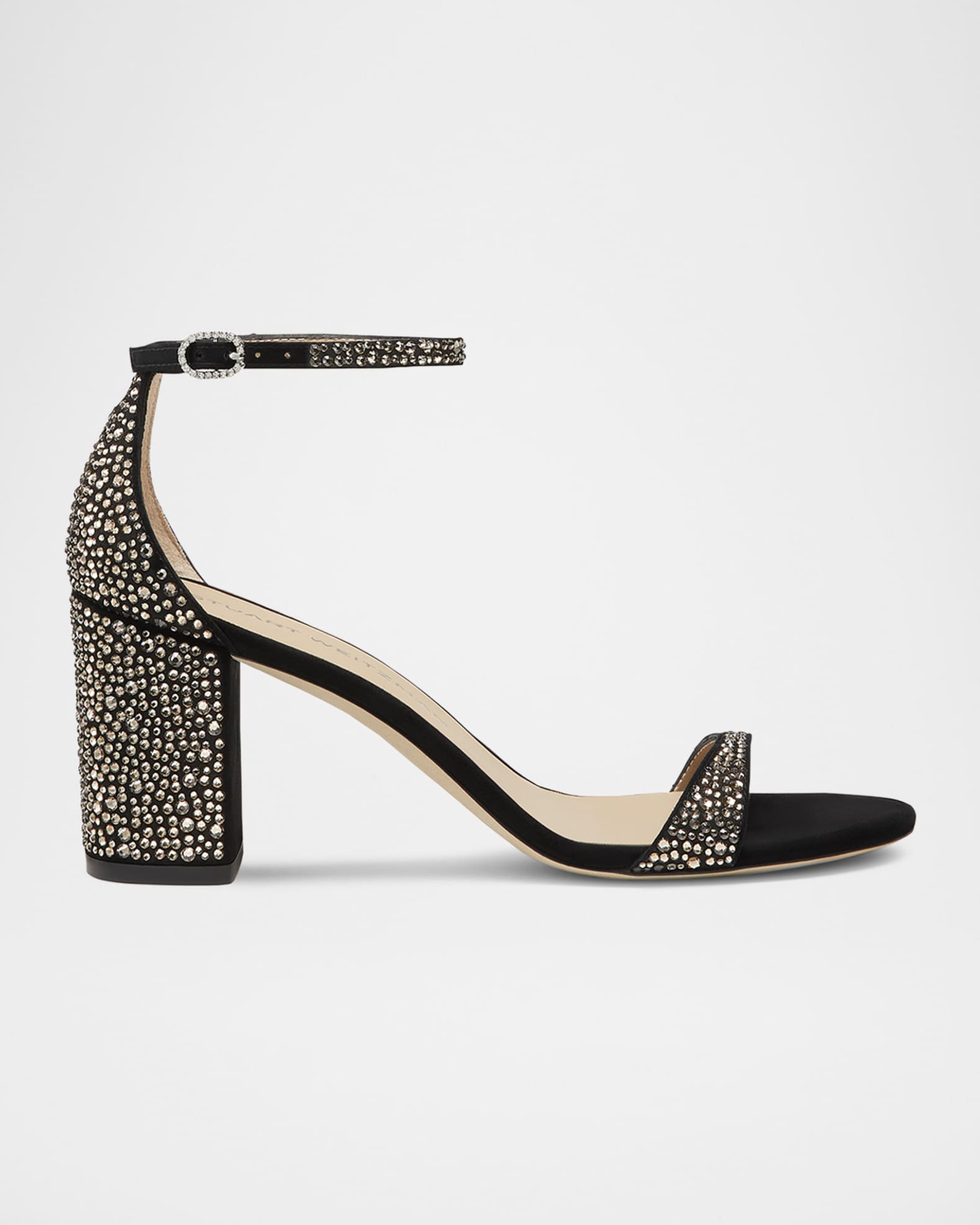 Nudist Embellished Block Ankle-Strap Sandals 0