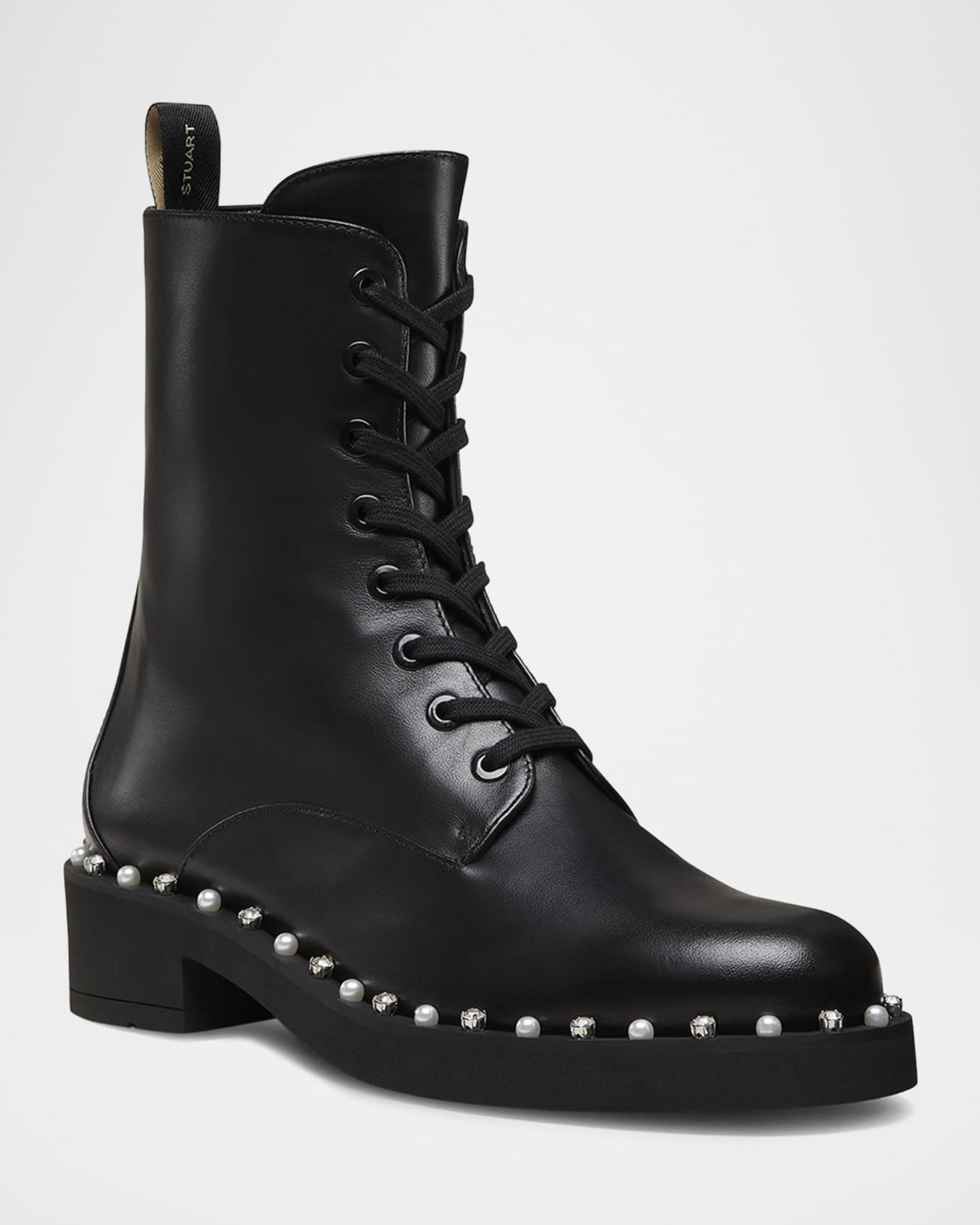 Reverie Leather Lace-Up Booties 1