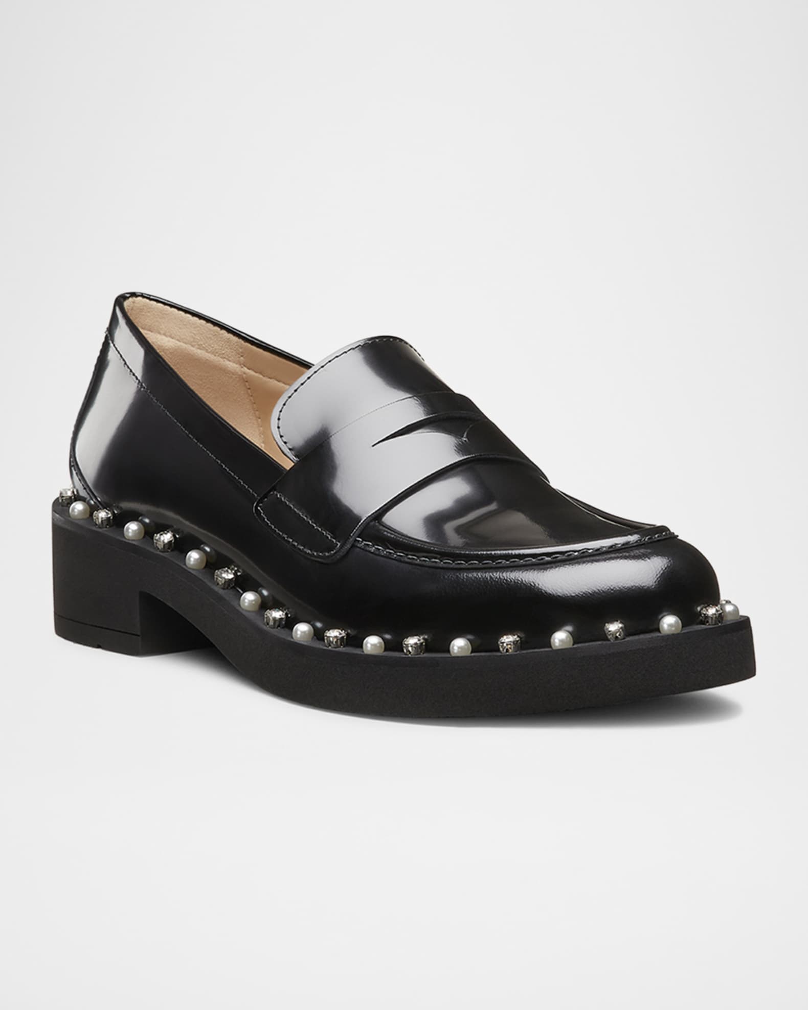 Reverie Leather Pearly Accent Loafers 1