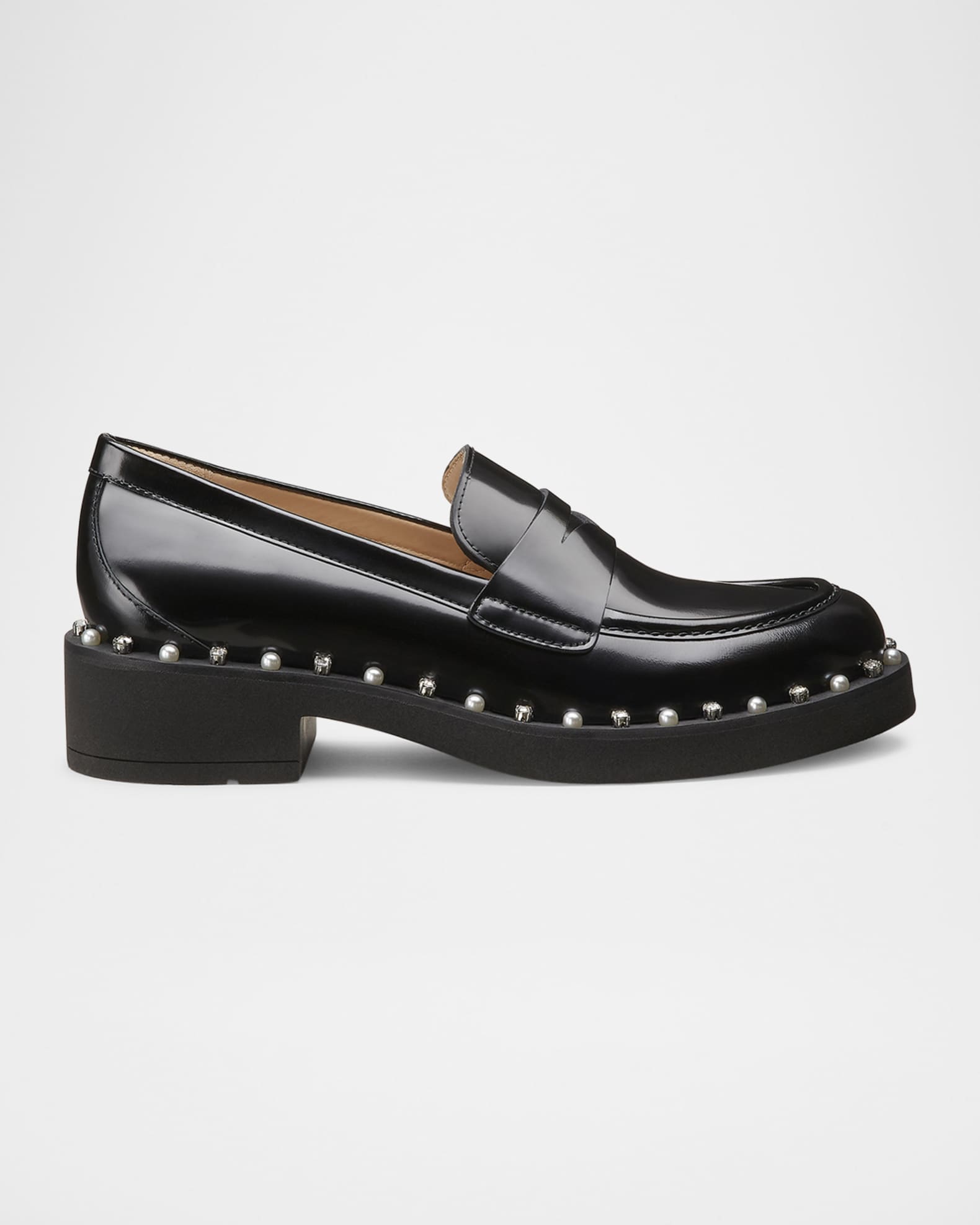 Reverie Leather Pearly Accent Loafers 0