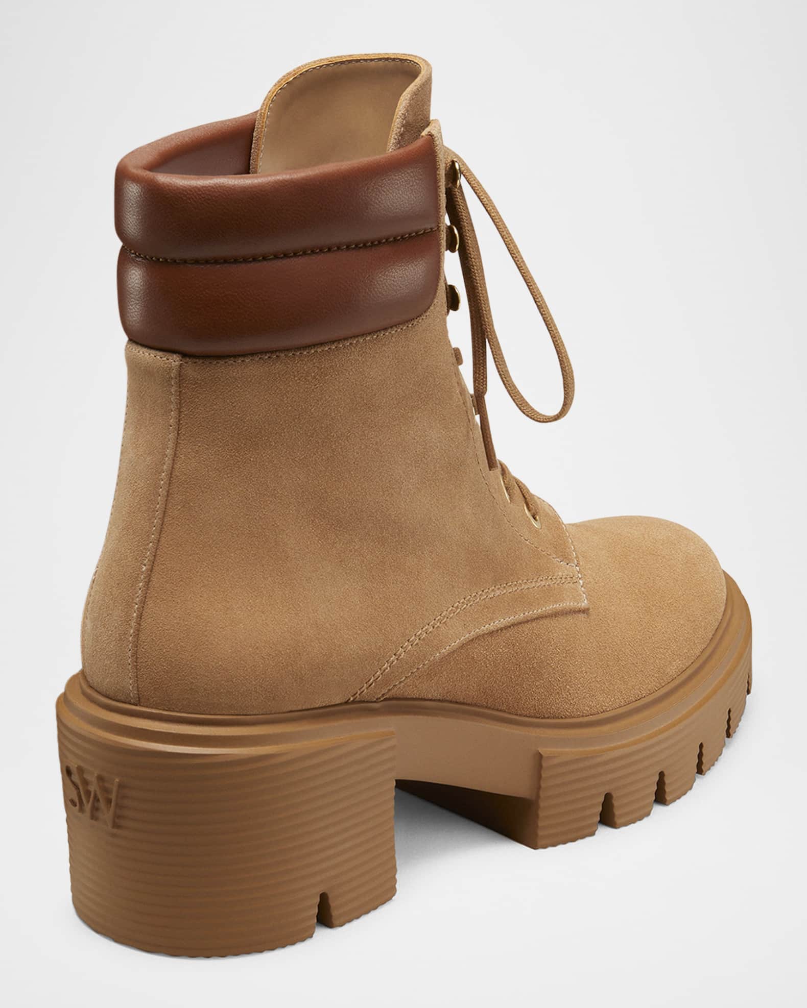 Stuart Weitzman Soho Suede Lace-Up Booties | Neiman Marcus