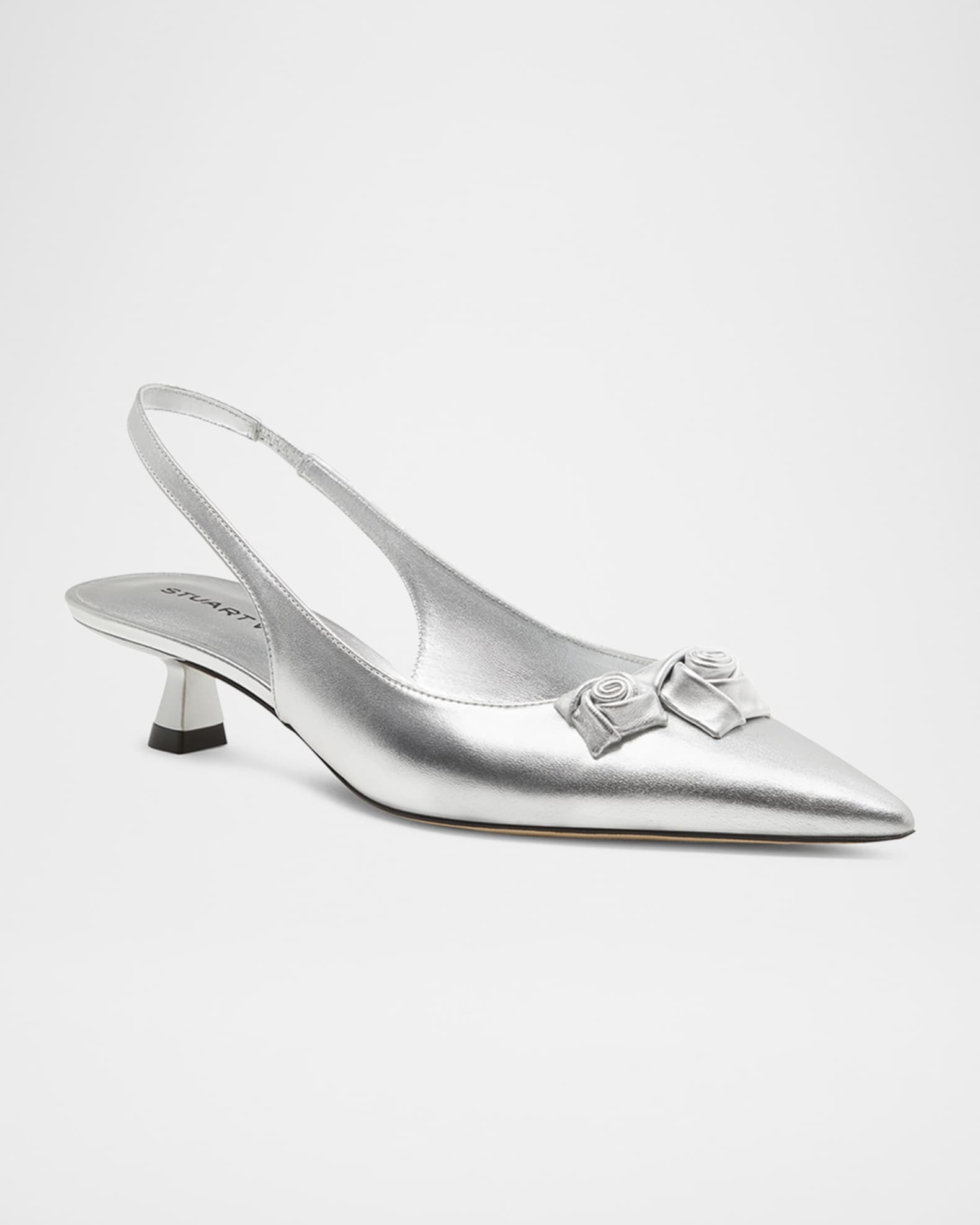 Rosie Metallic Leather Kitten-Heel Slingback Pumps 1