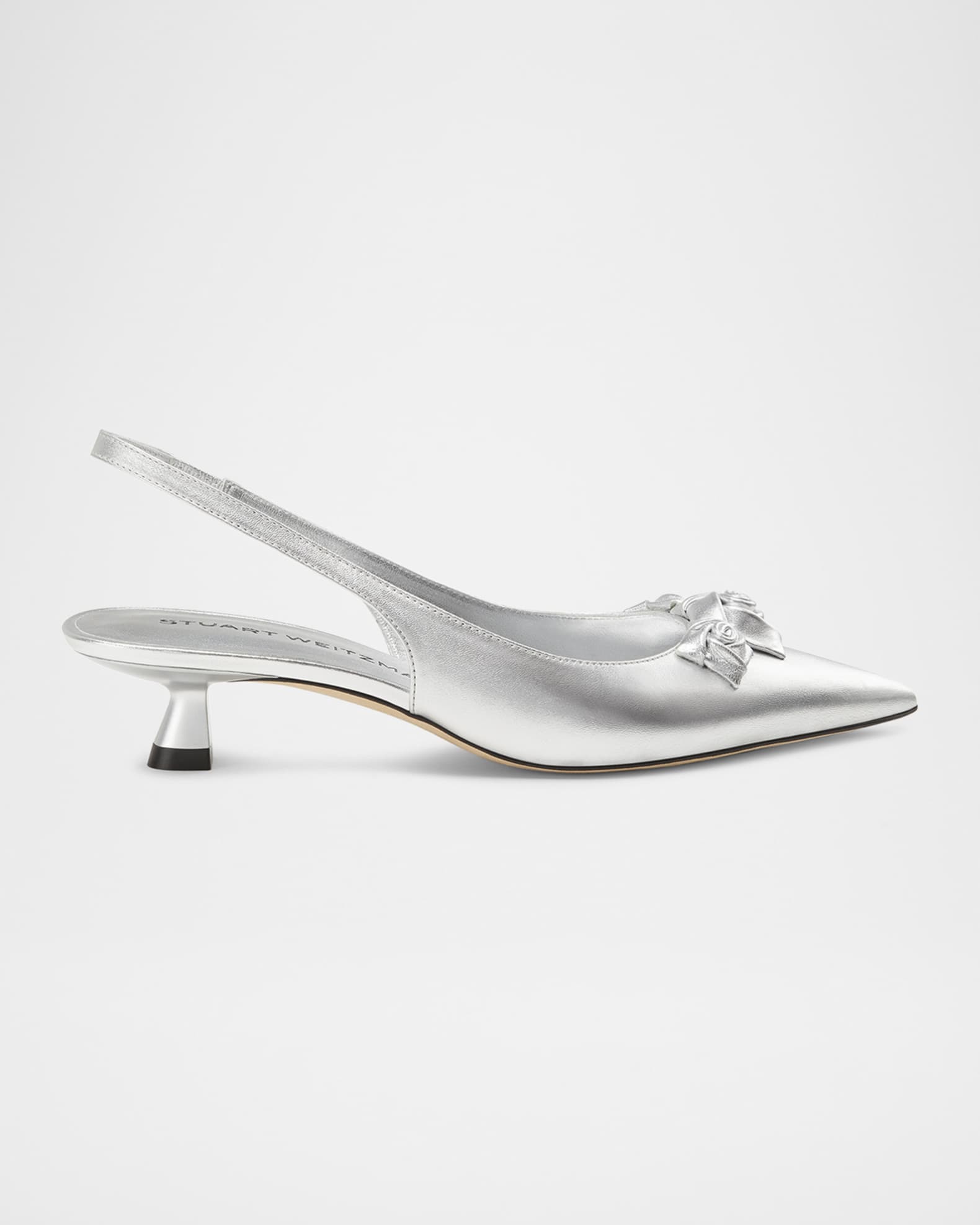 Rosie Metallic Leather Kitten-Heel Slingback Pumps 0