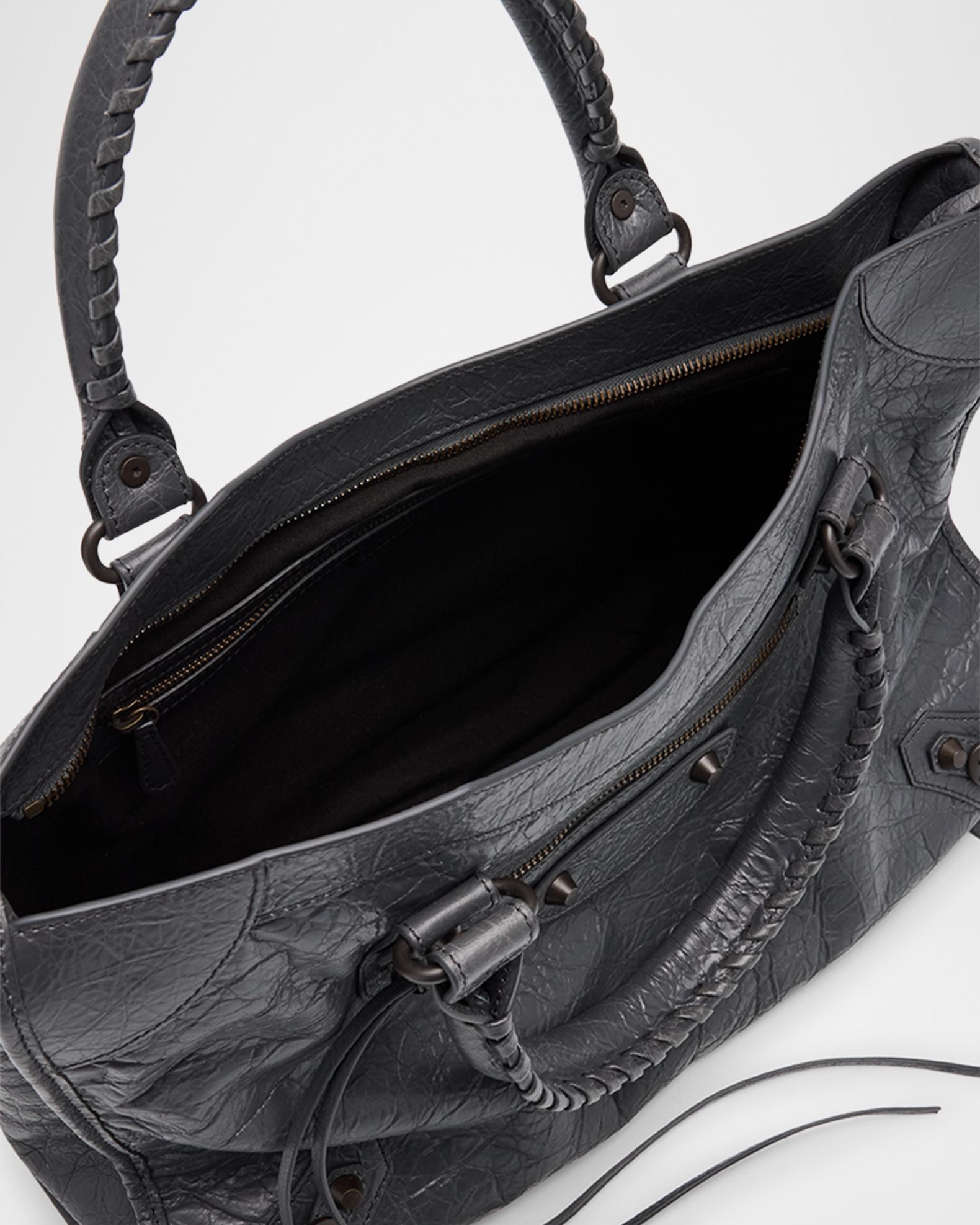 Balenciaga Le City Medium Crinkled Leather Top-Handle Bag | Neiman Marcus