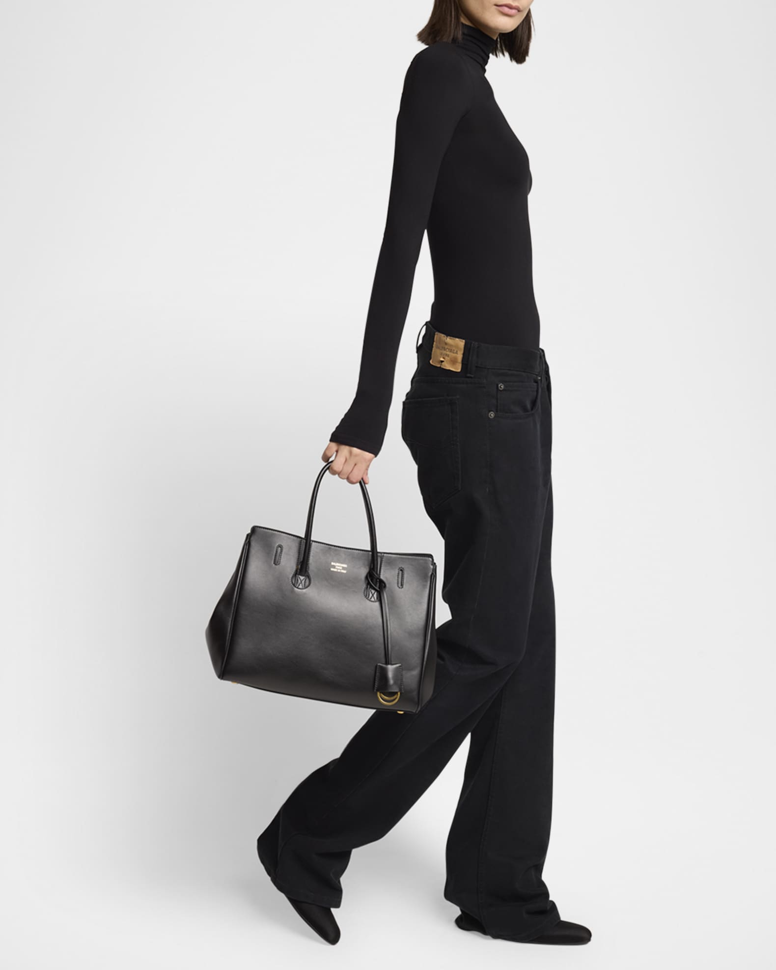 Balenciaga Hampton Small Smooth Leather Tote Bag | Neiman Marcus