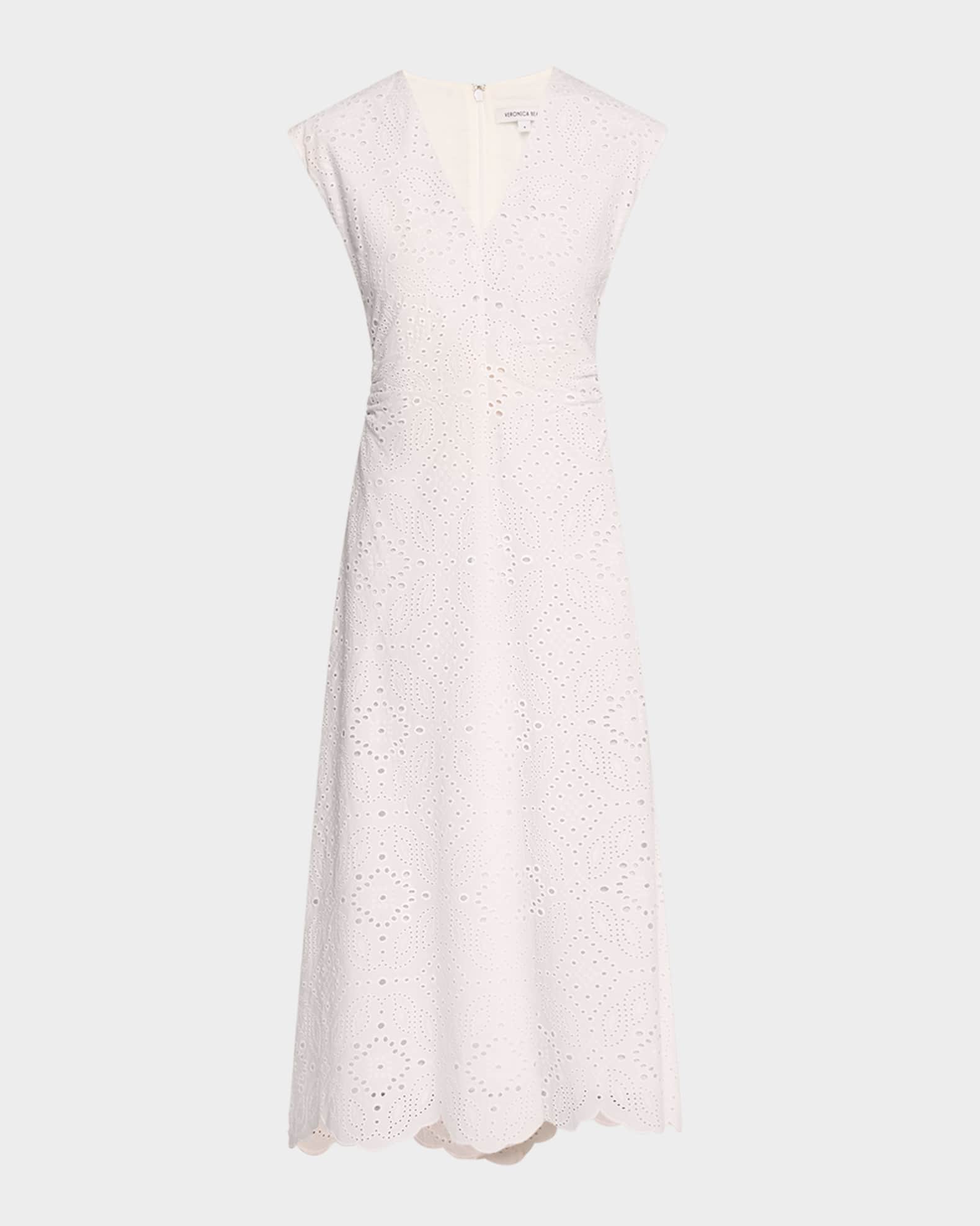 Aven Eyelet A-Line Midi Dress 0