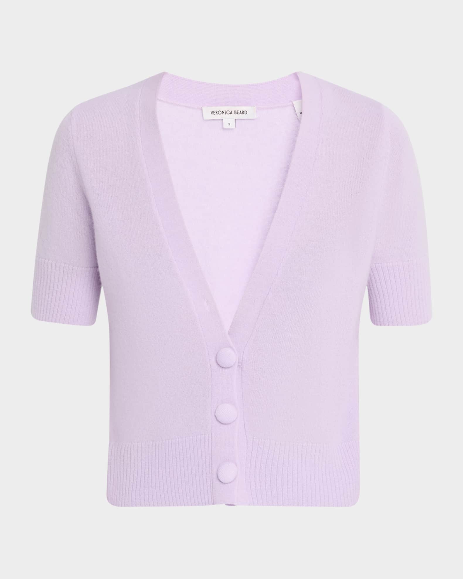 Solene Short-Sleeve Cashmere Cardigan 0