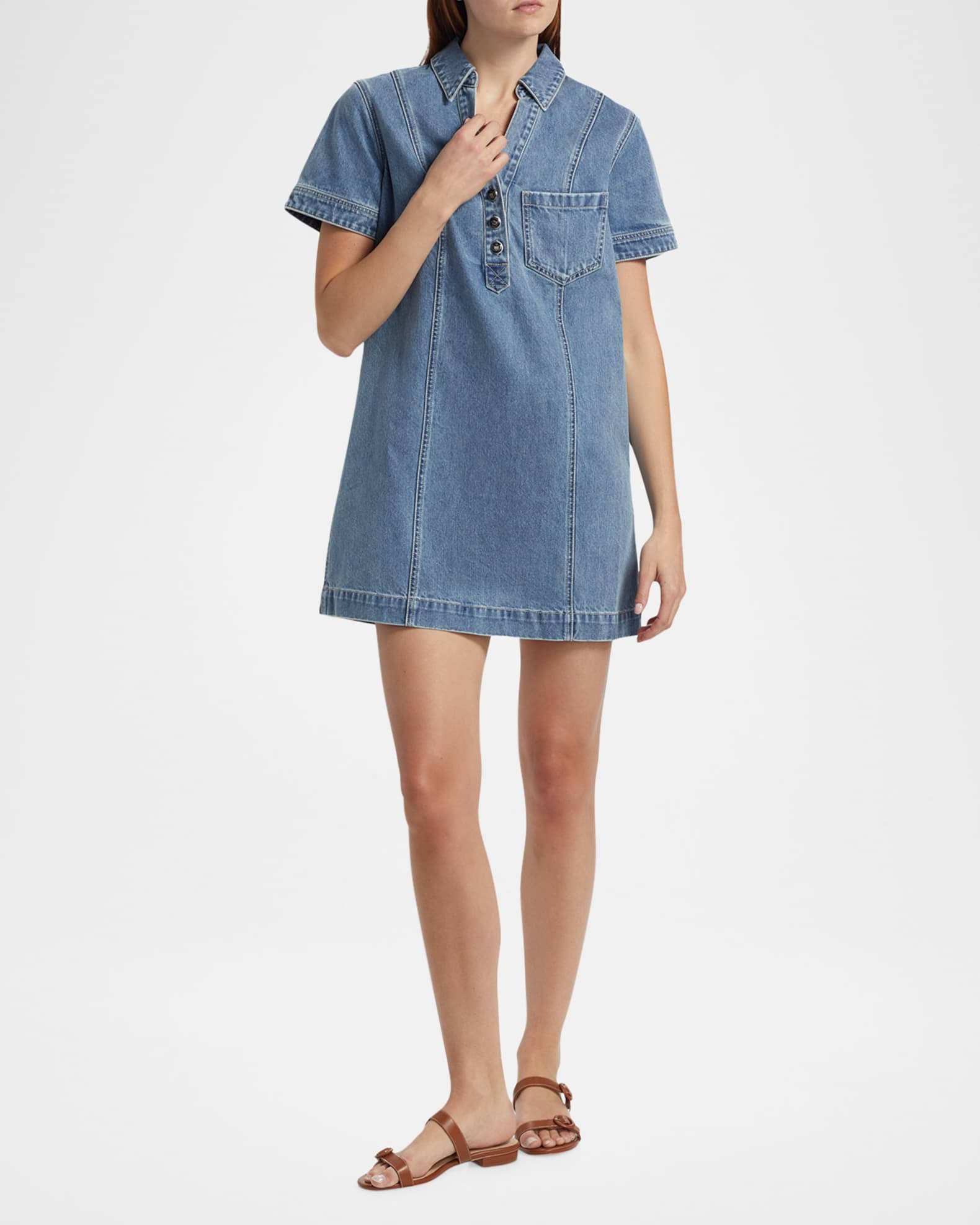 *Veronica Beard* デニムシャツワンピース Veronica Beard Otto Denim Polo Minidress | Saks Fifth Avenue