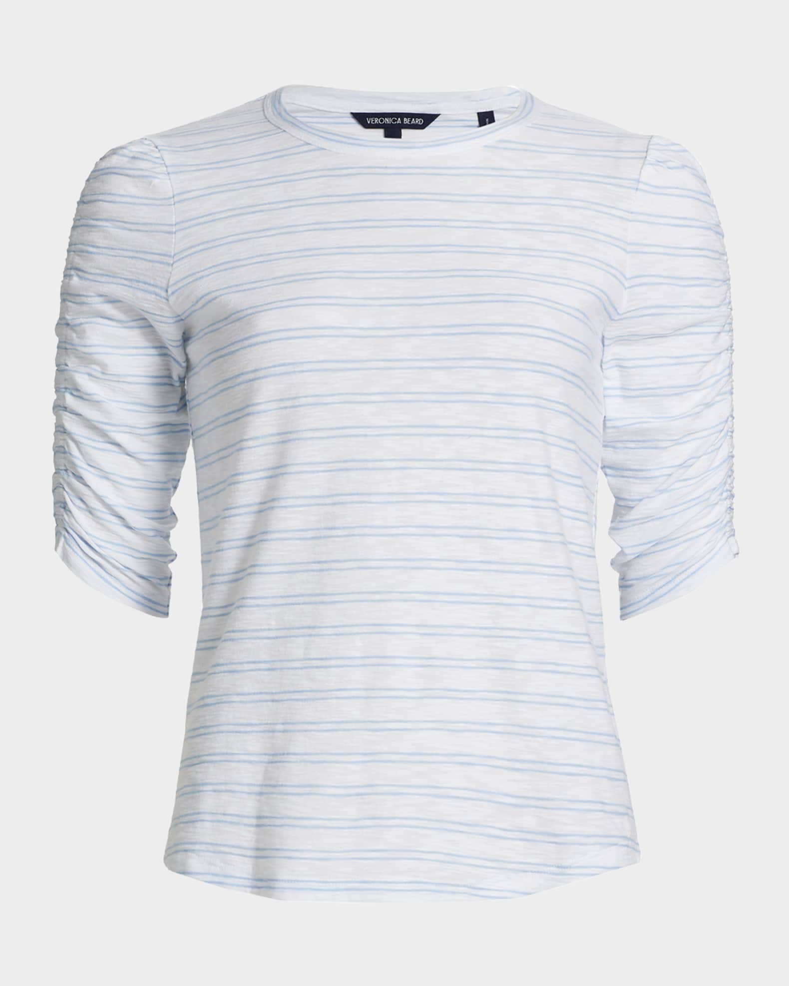 Waldorf Stripe Ruched-Sleeve Tee 0