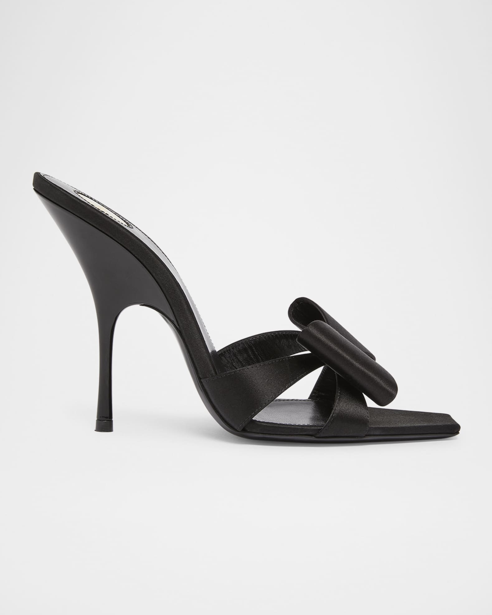Tuxedo Bow Satin Stiletto Sandals 0