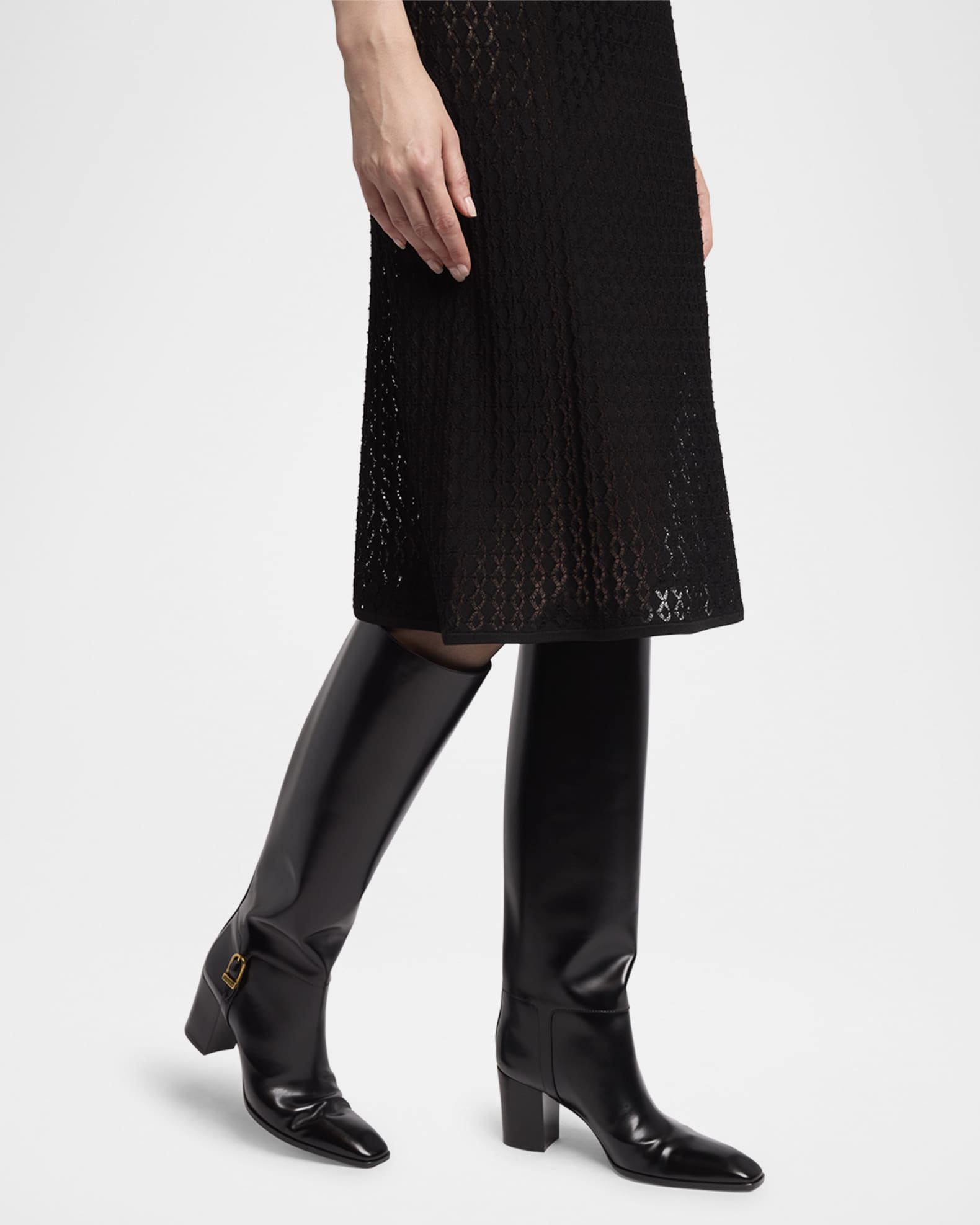 Saint Laurent Julia 75 Knee-High Leather Boots | Neiman Marcus