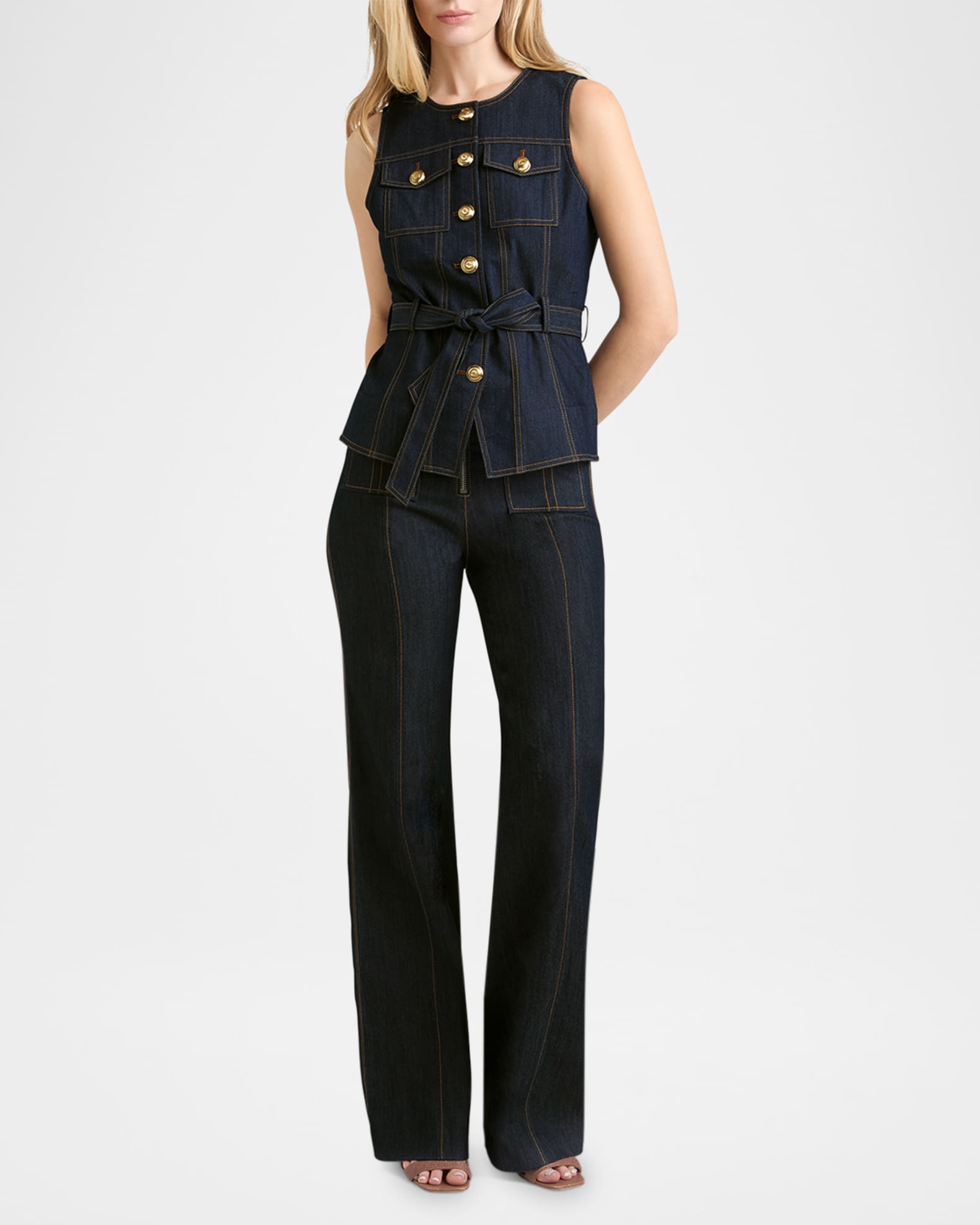 Reenee Belted Denim Vest 1