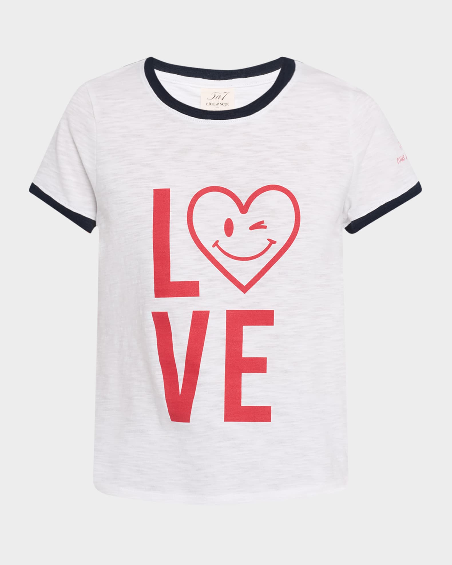 Short-Sleeve Love Heart Smiley Ringer Tee 0