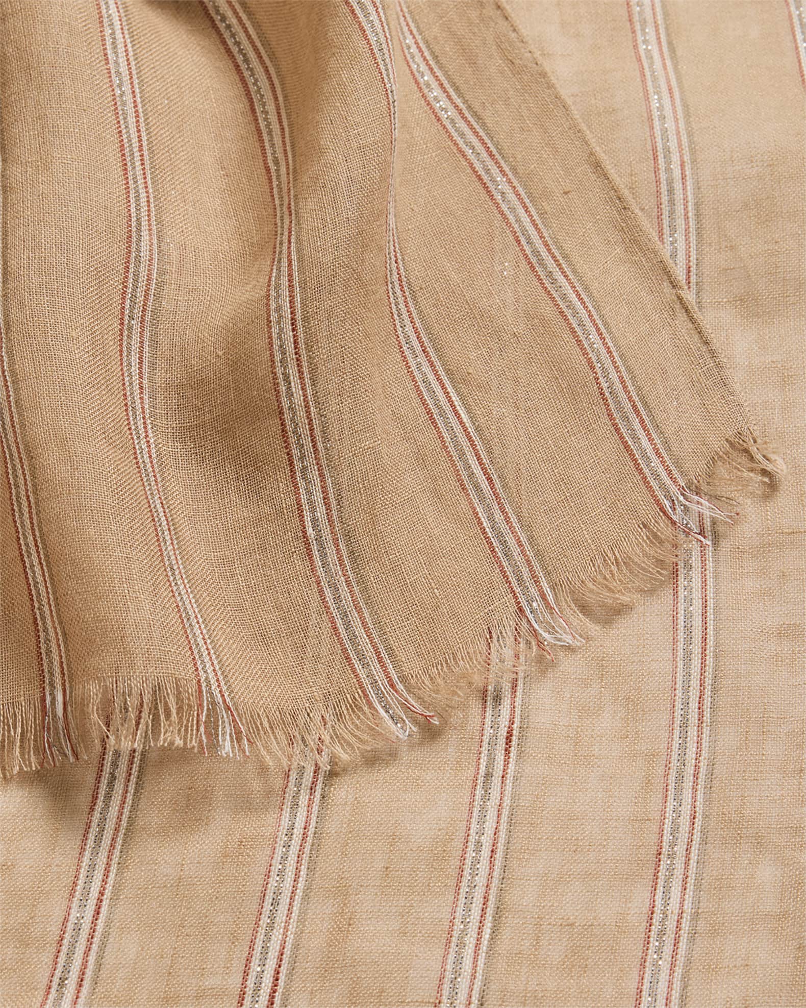 Brunello Cucinelli Striped Linen Blend Scarf | Neiman Marcus