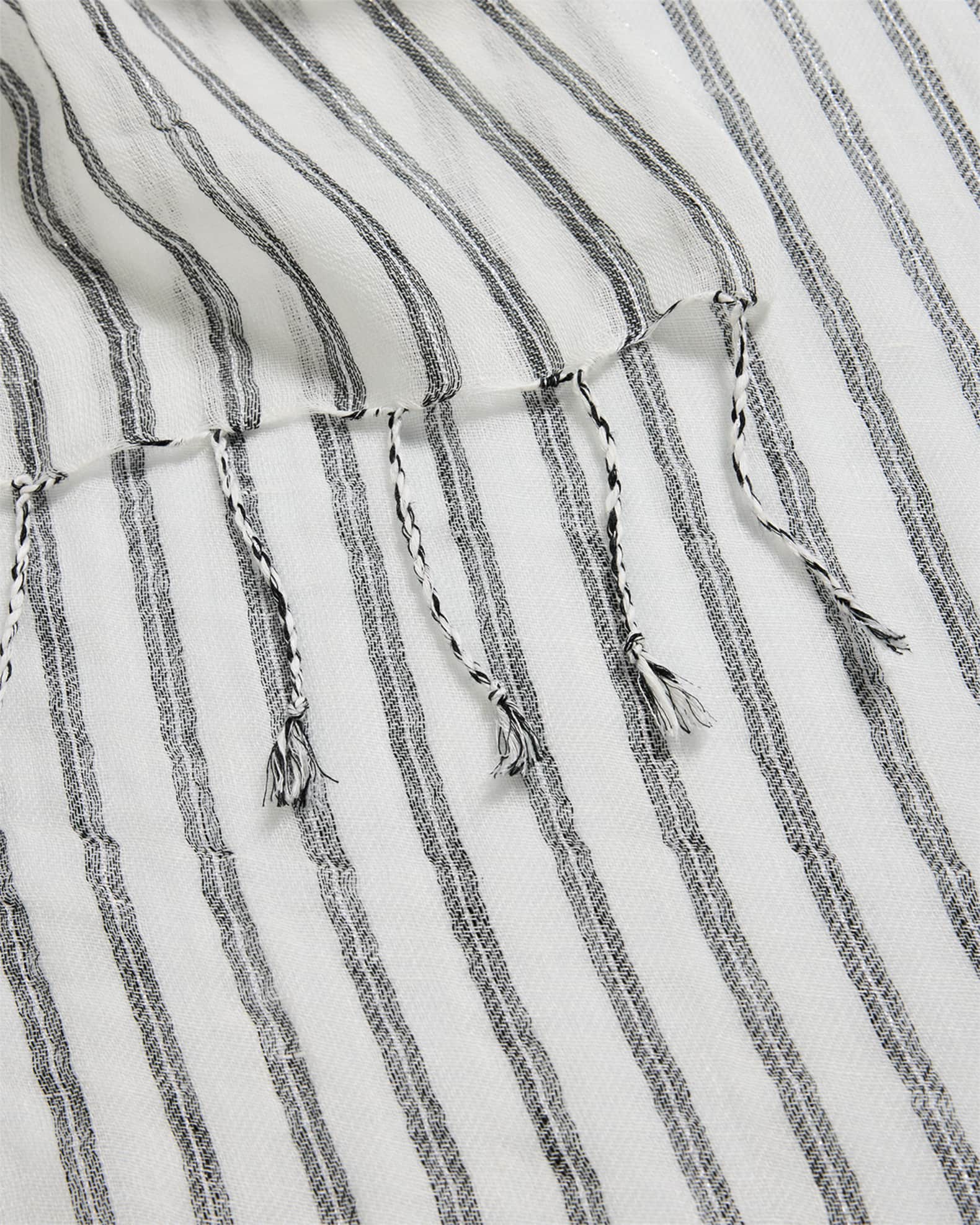 Striped Linen Blend Scarf - Thumbnail 2