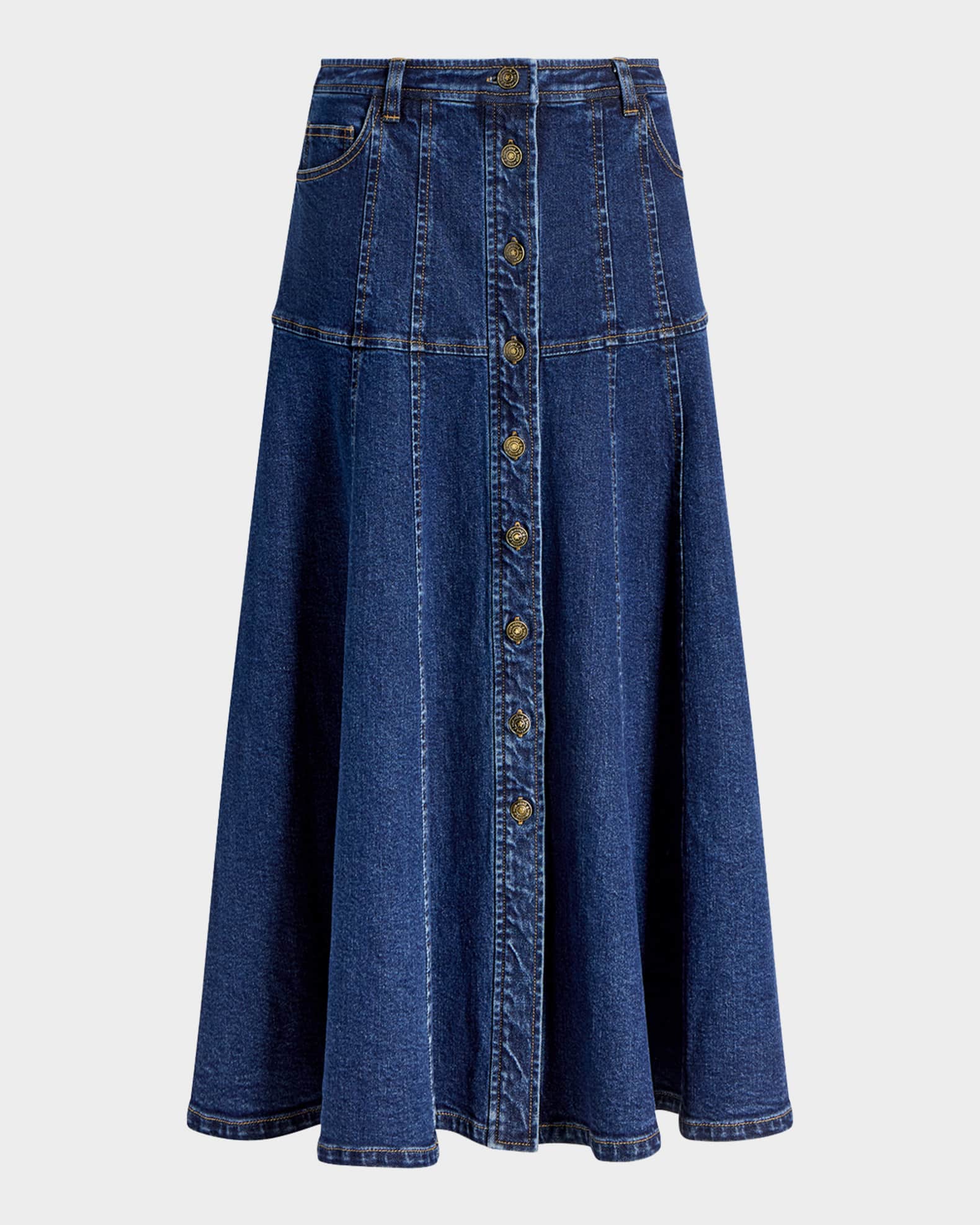 【mnem】Midi Denim Skirt 7 For All Mankind Stretch Denim Midi-Skirt | Saks Fifth Avenue