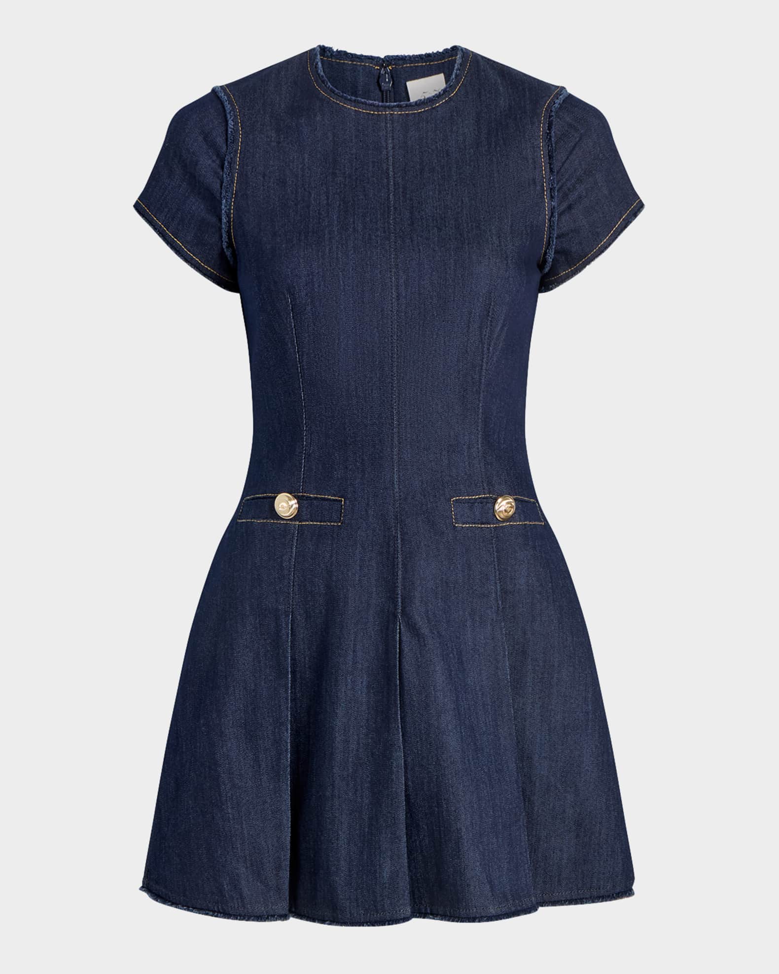 Nova Short-Sleeve Denim Mini Dress 0