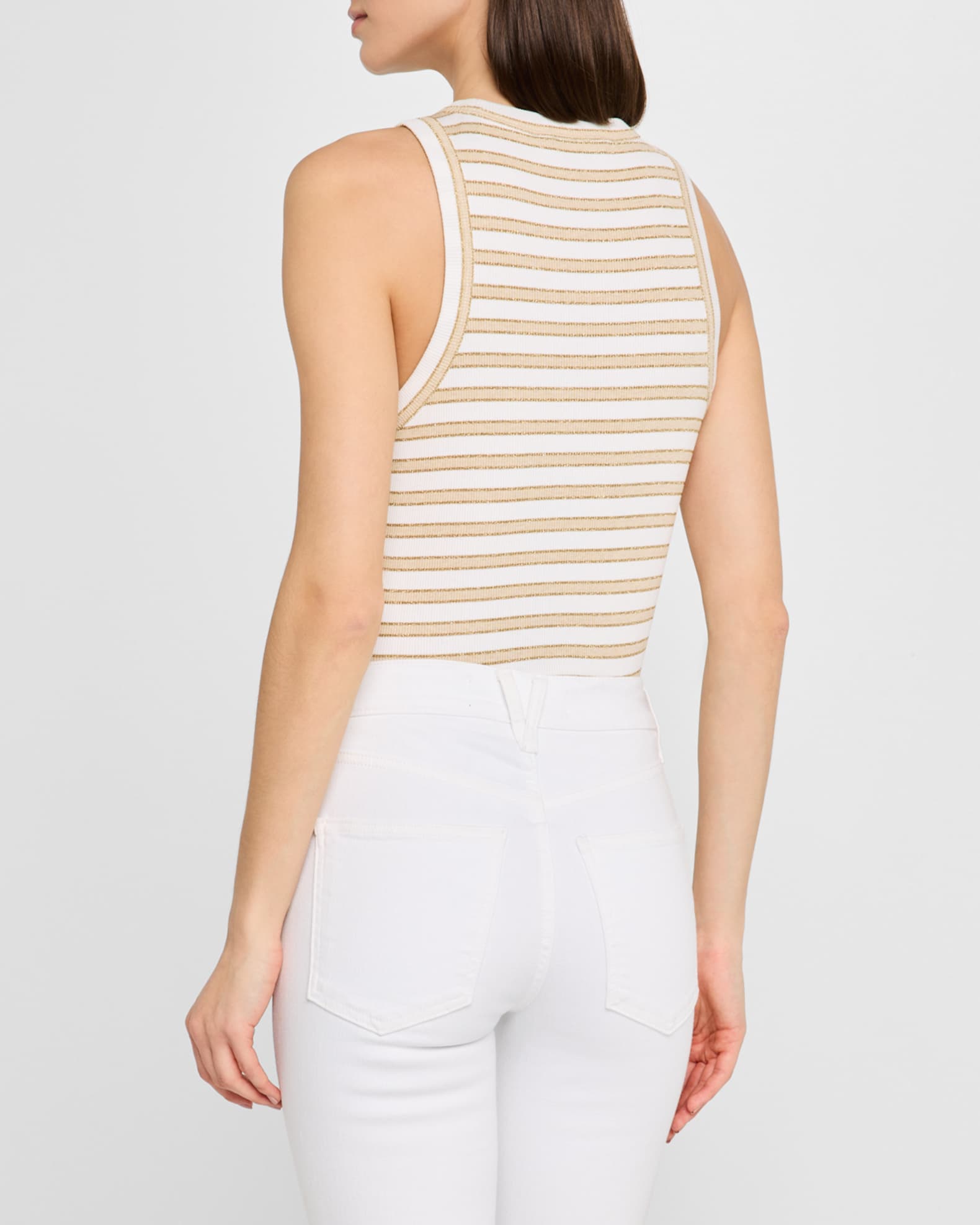 Veronica Beard Jordyn Stripe Cropped Tank Top | Neiman Marcus