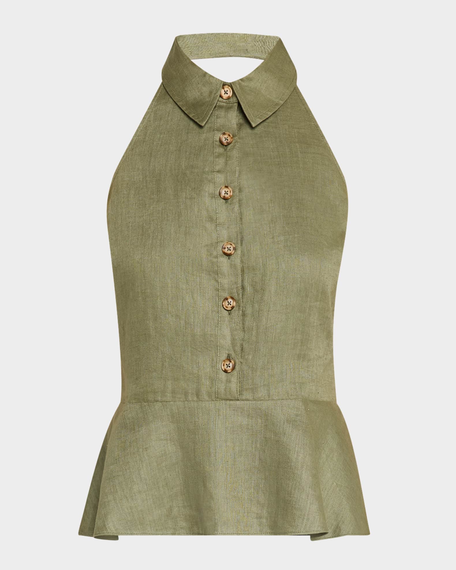 Lancaster Sleeveless Linen Peplum Top 0