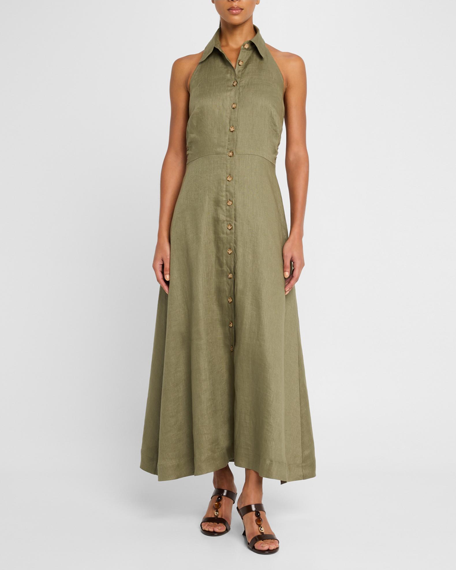 Veronica Beard Mackey Button-Front A-Line Dress | Neiman Marcus