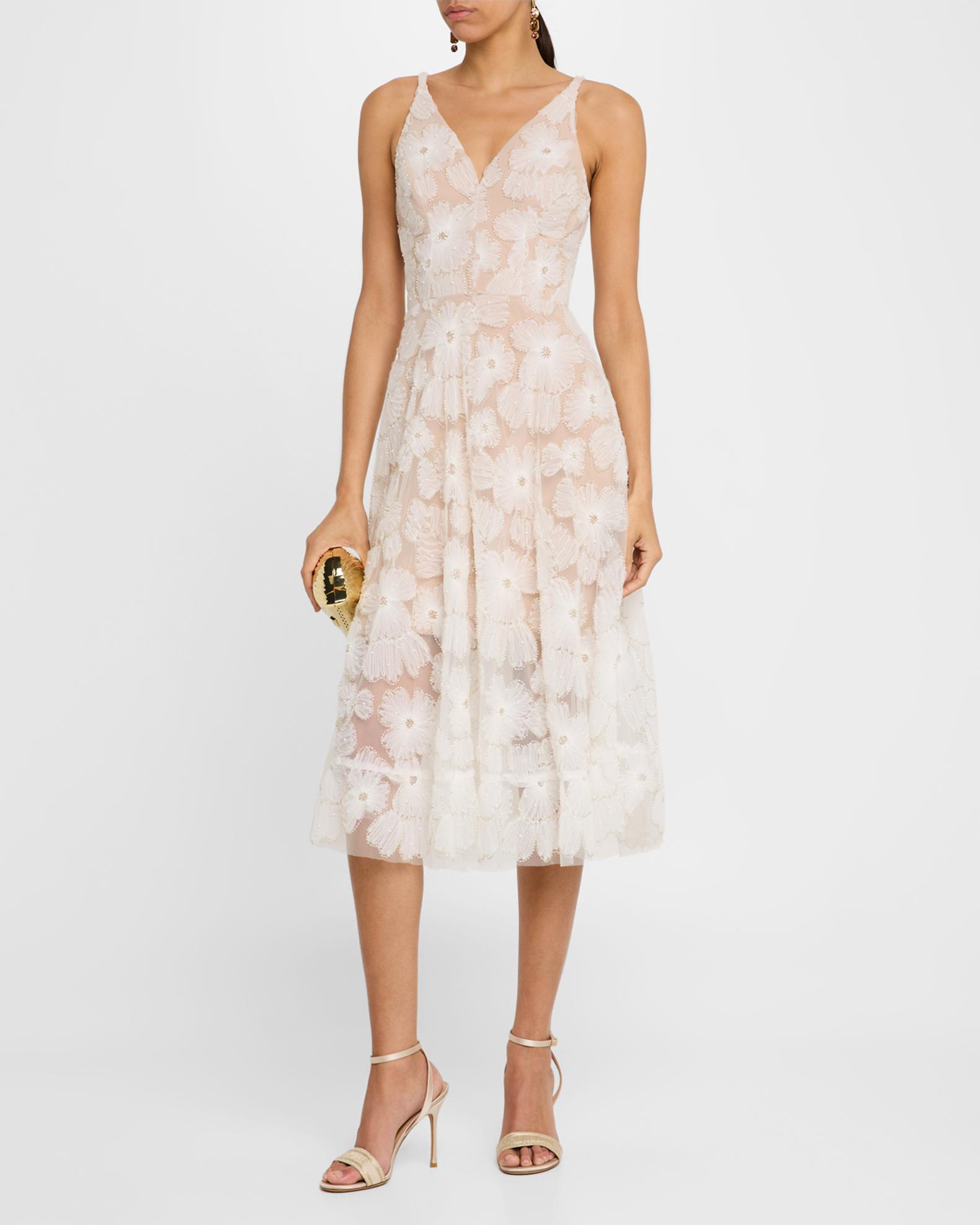 Floral Applique Midi Dress