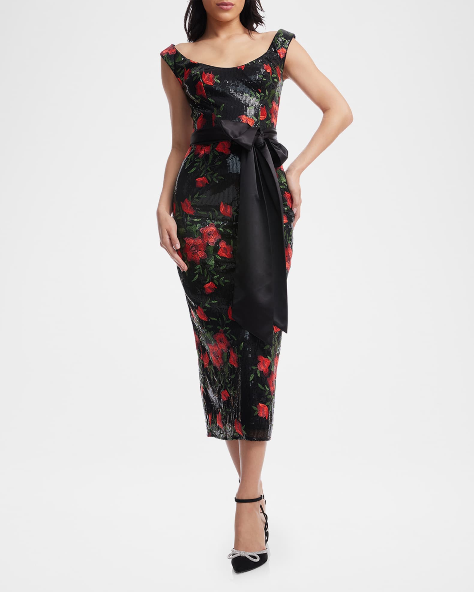 想像を超えての Dress the Floral-Embroidered Francine Label Black Population トップス