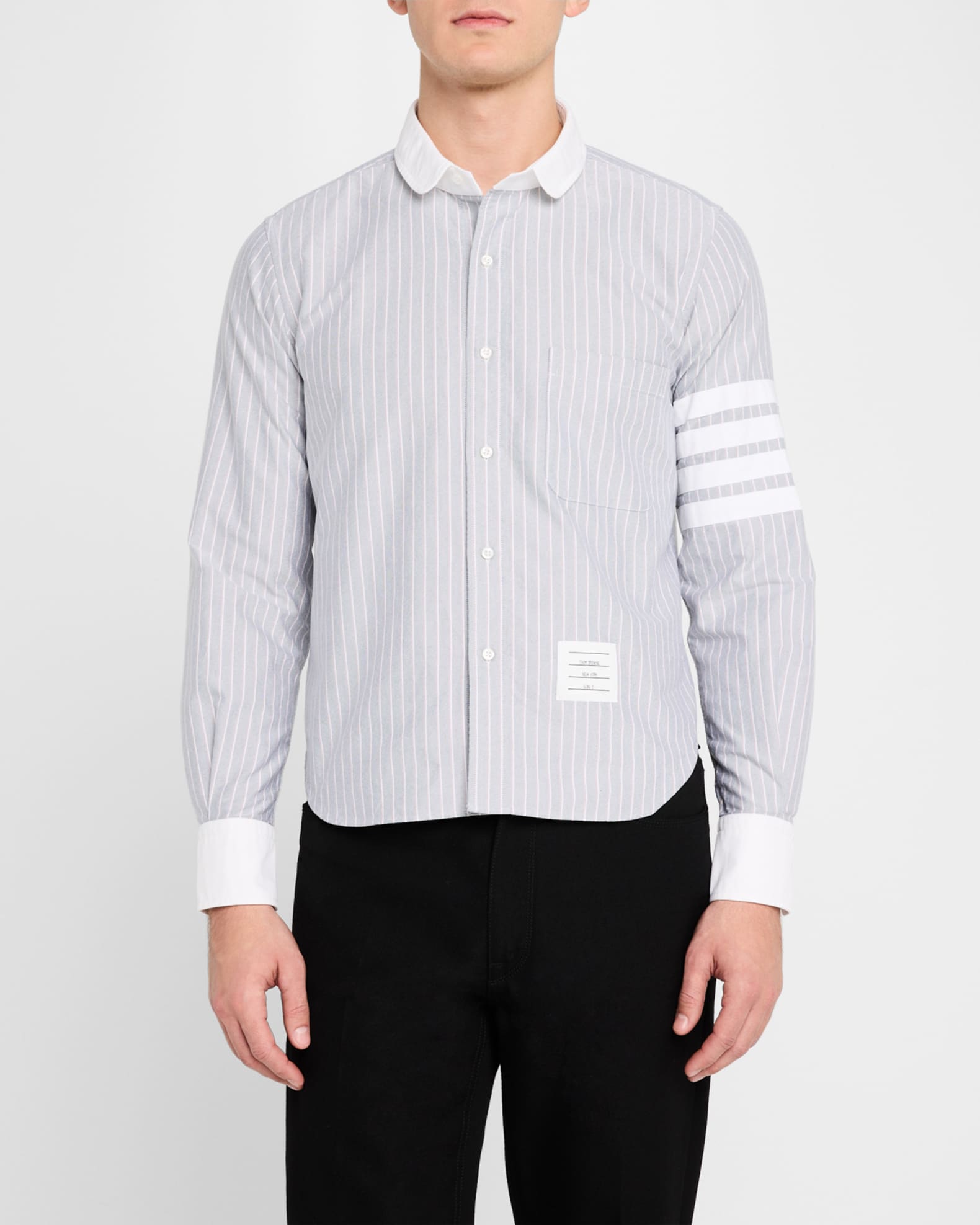 Thom Browne Men's 4-Bar Striped Sport Shirt | Neiman Marcus