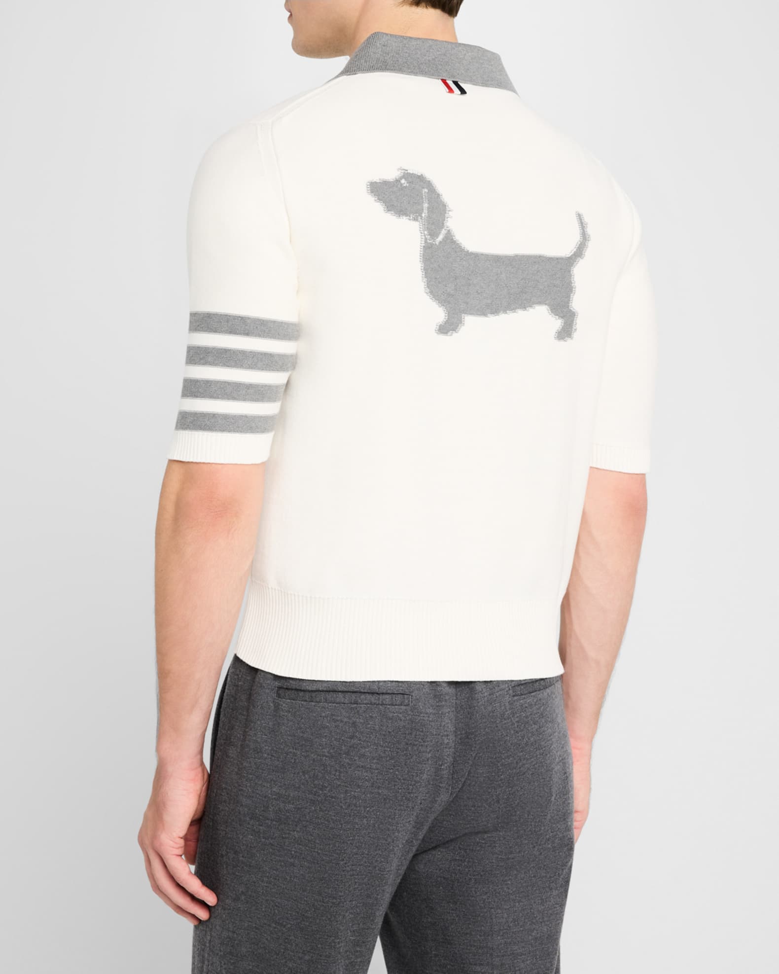 Thom Browne Men's Bicolor Intarsia Polo Shirt | Neiman Marcus Thom Browne Men's Bicolor Intarsia Polo Shirt | Neiman Marcus