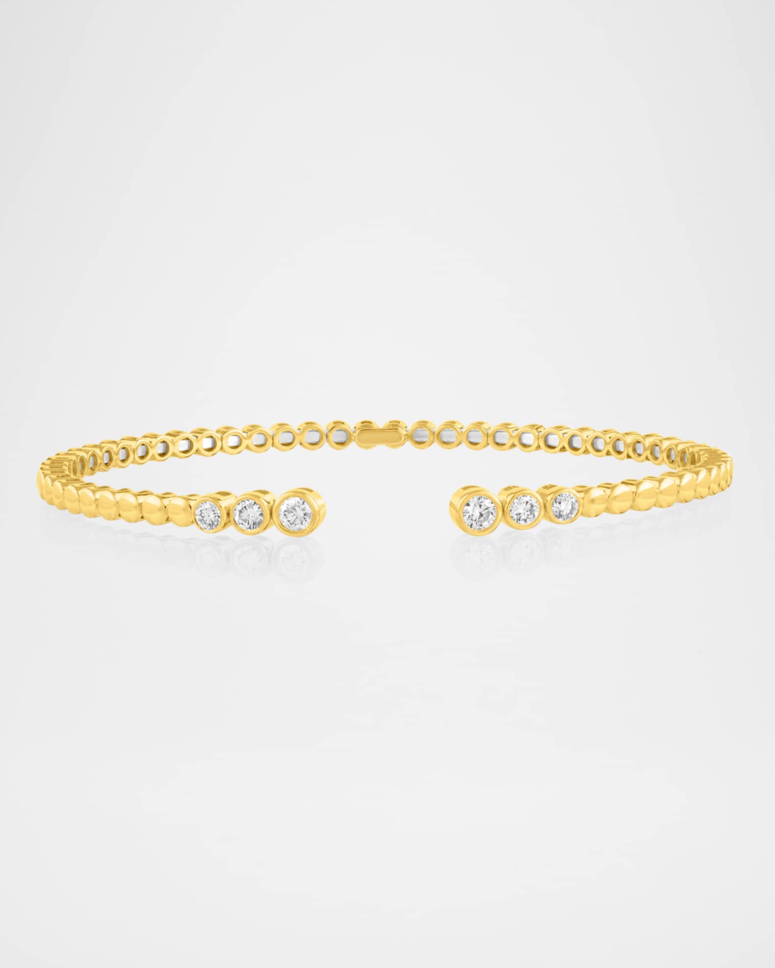 18K Yellow Gold Six-Stone Graduated Diamond Open Bangle Bracelet 0